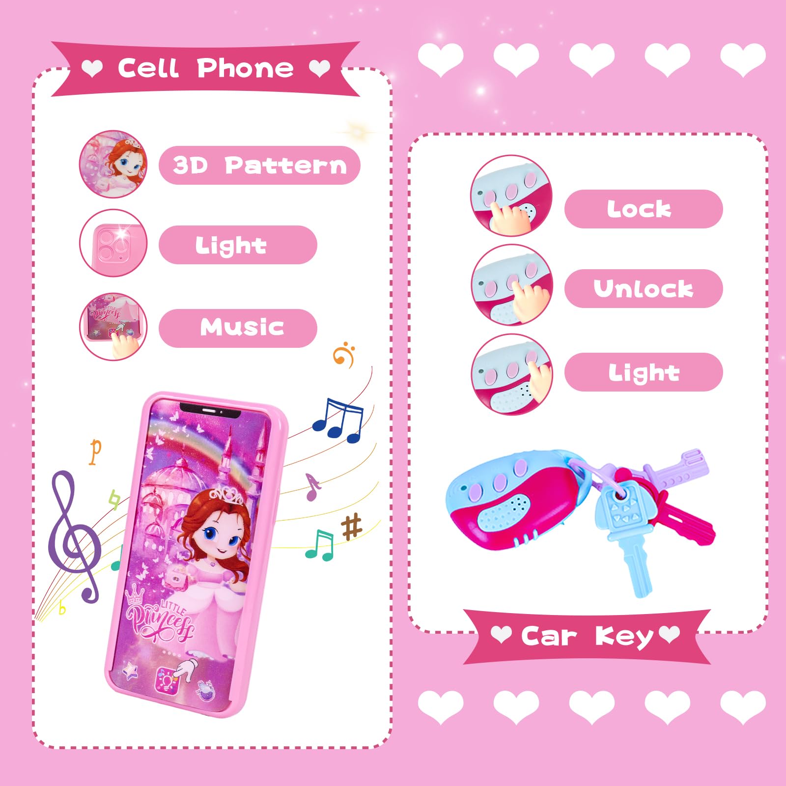 **Little Girl Purse with Kids Makeup Kit - My First Purse Set with Chain Bag, Pretend Play Toys for Toddlers - Princess Toys for Christmas & Birthday Gifts (Pink) - Perfect for Dress-Up, Role Play & Party Favors for Girls Ages 3-8**