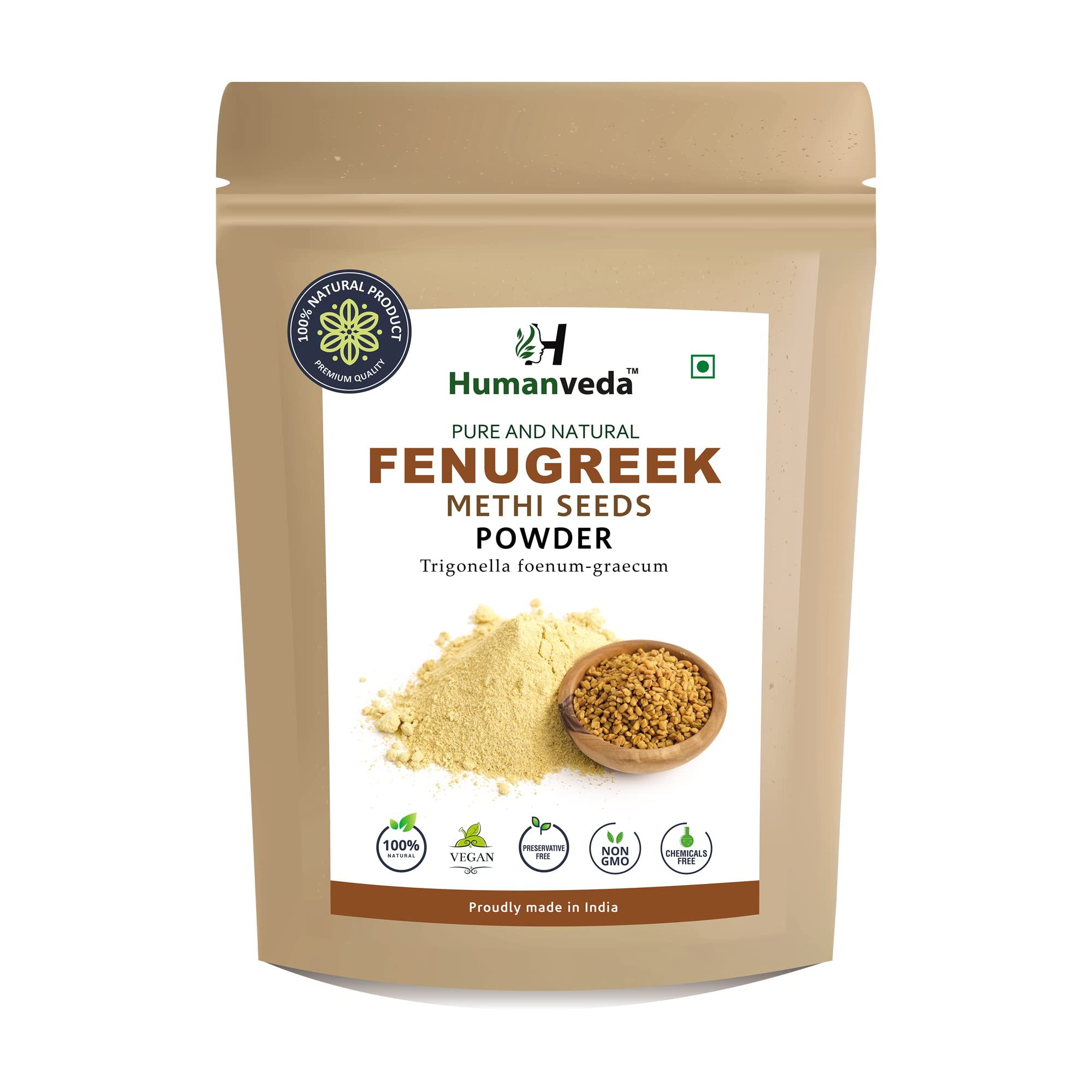 Humanveda Natural Fenugreek Seeds Powder (Methi) for Hair Growth & Scalp Care - 100g | Promotes Stronger, Healthier Hair | Perfect for DIY Hair Masks & Ayurvedic Treatments