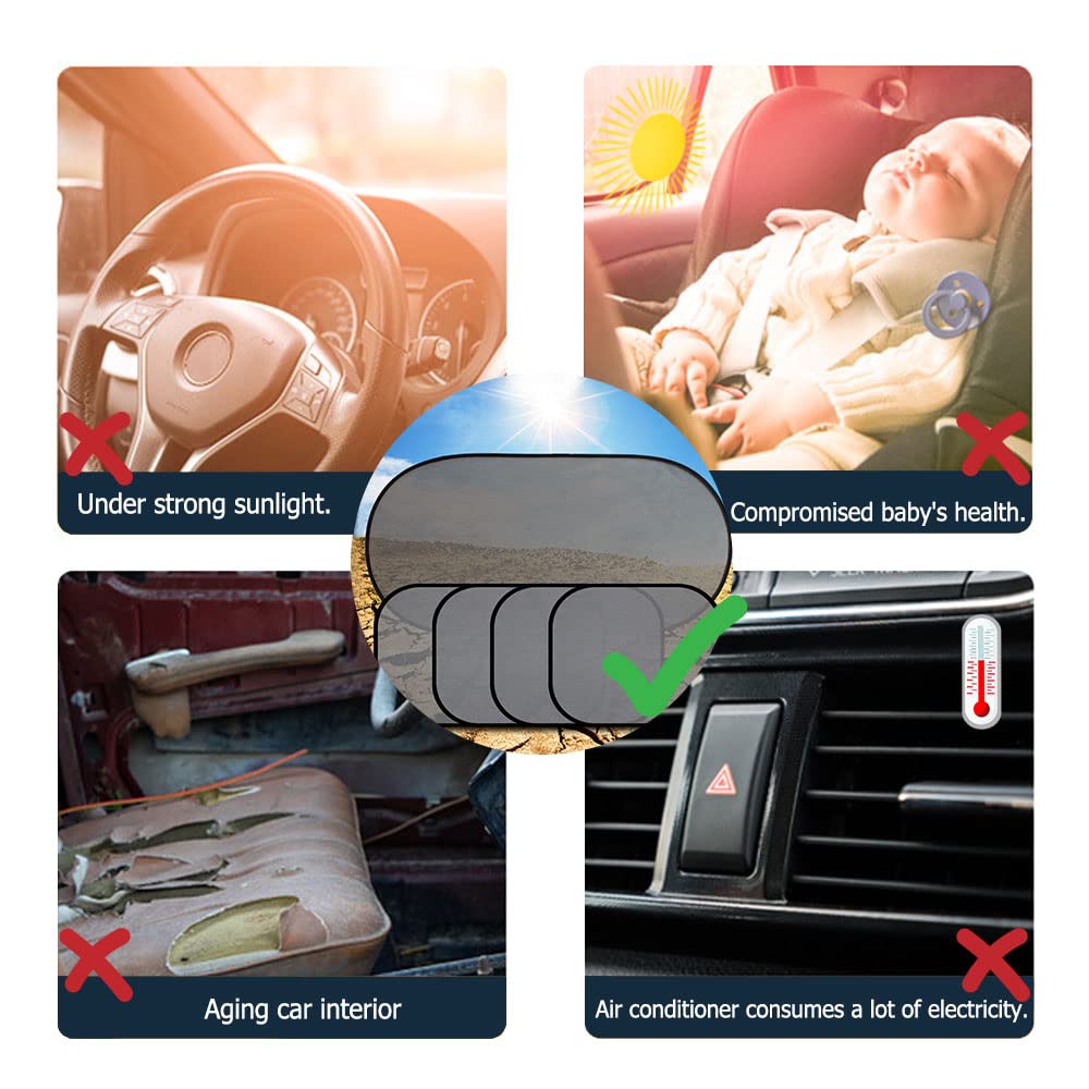 Baby Car Window Shades - 4 Side & 1 Rear Sun Shades with Suction Cups | UV & Heat Protection for Infant Safety | Perfect for Summer Road Trips & Daily Commutes