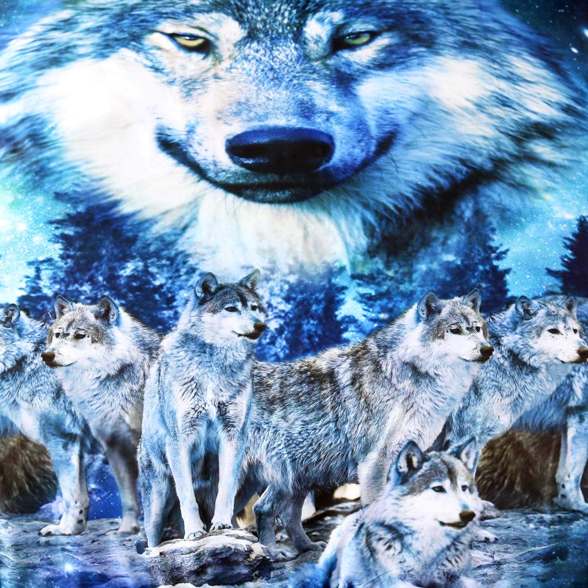 Sleepwish Queen Size Blue Wolf Bedding Set for Adults - 3 Piece Animal Print Duvet Cover with 2 Pillowcases - Soft & Breathable - Perfect for Cozy Bedrooms, Cabins, or Wolf Lover's Home Decor