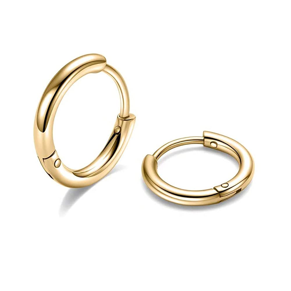 Hypoallergenic 316L Stainless Steel Huggie Hoop Earrings - 6mm 8mm 10mm 11mm 12mm 14mm Cartilage Helix Earrings for Men & Women | Sleek Hinged Design for Daily Wear, Work & Special Occasions