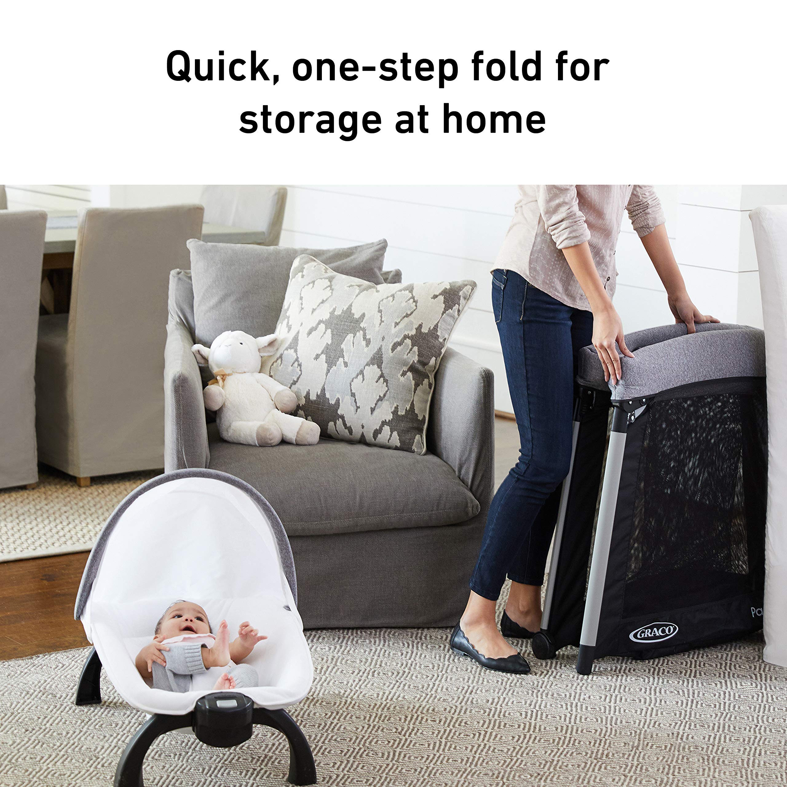 Graco Pack 'n Play FoldLite Playard - Lightweight Baby Playpen for Travel | Portable Compact Foldable Crib with Removable Mattress | Perfect for Home, Nursery & On-the-Go Parenting