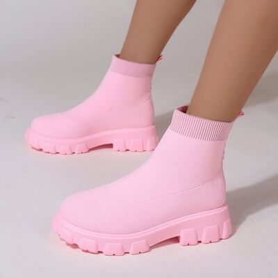 Women's Mesh Round Toe Platform Boots - Chunky Heel Ankle Booties for Casual Outfits & Street Style Fashion