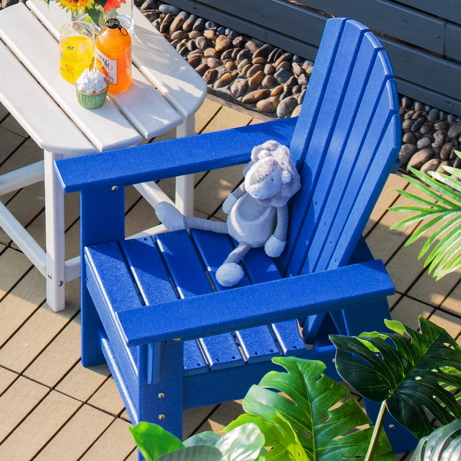 **Giantex Kids Adirondack Chair - HDPE Outdoor Patio Chair with Ergonomic Backrest for Deck, Porch, Backyard & Poolside - Weather-Resistant Toddler Lawn Chair for Indoor & Outdoor Use (Blue, 1-Pack) - Perfect for Relaxing, Lounging & Outdoor Play**