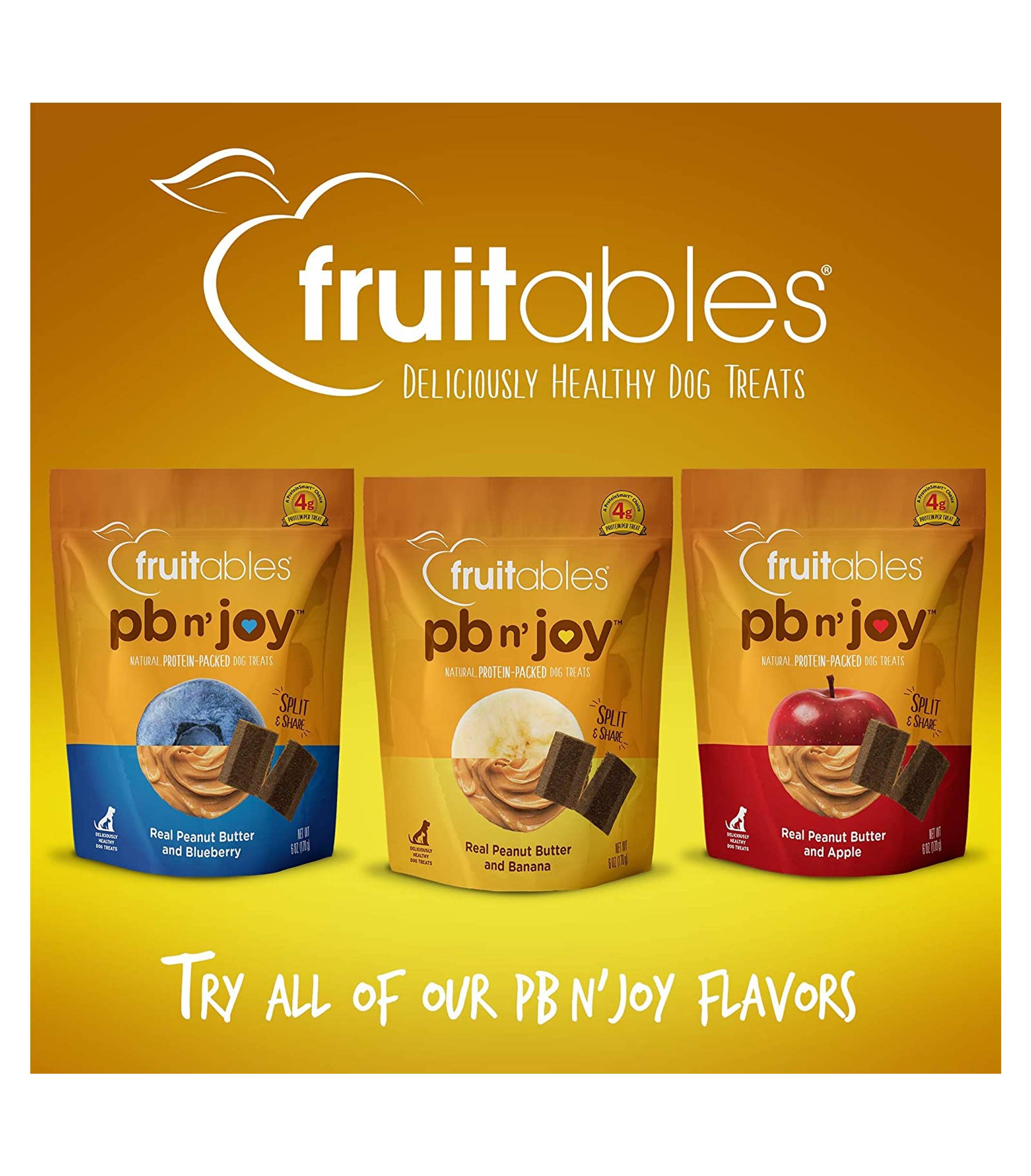 Fruitables PB N' Joy Peanut Butter & Banana Bar Dog Treats 6oz - Healthy Soft Baked Snacks for Small & Large Dogs - Perfect for Training Rewards & Travel Treats