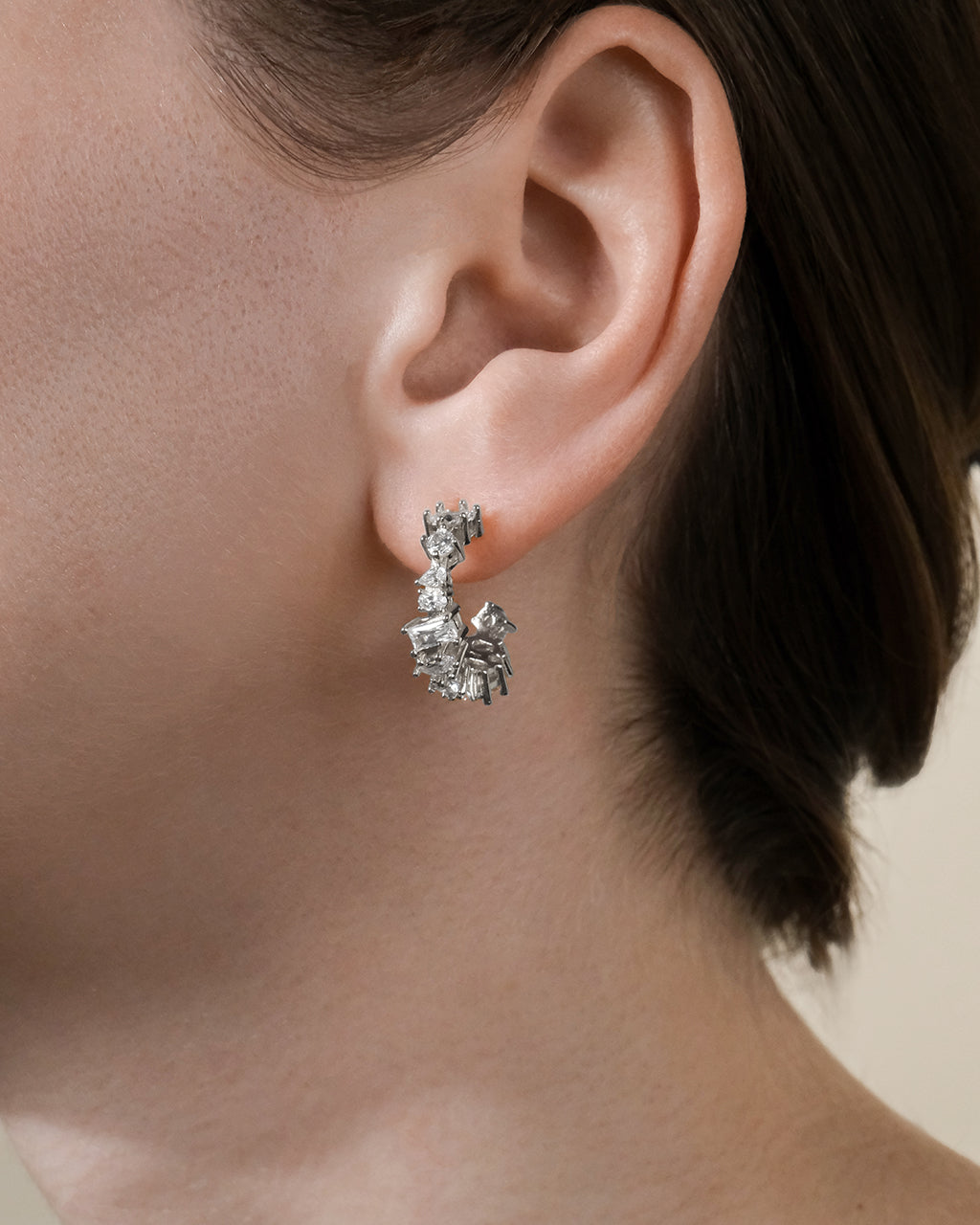 Keziah Geo Cut CZ Hoops - Stylish Cubic Zirconia Earrings for Women | Perfect for Parties, Weddings & Everyday Wear