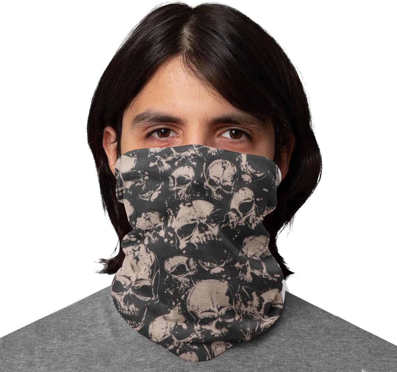 Motique Accessories 3 Pack Skull Print Biker Bandanas - Neck Gaiter Face Cover for Motorcycle Riding, Cycling, Outdoor Sports & Casual Wear