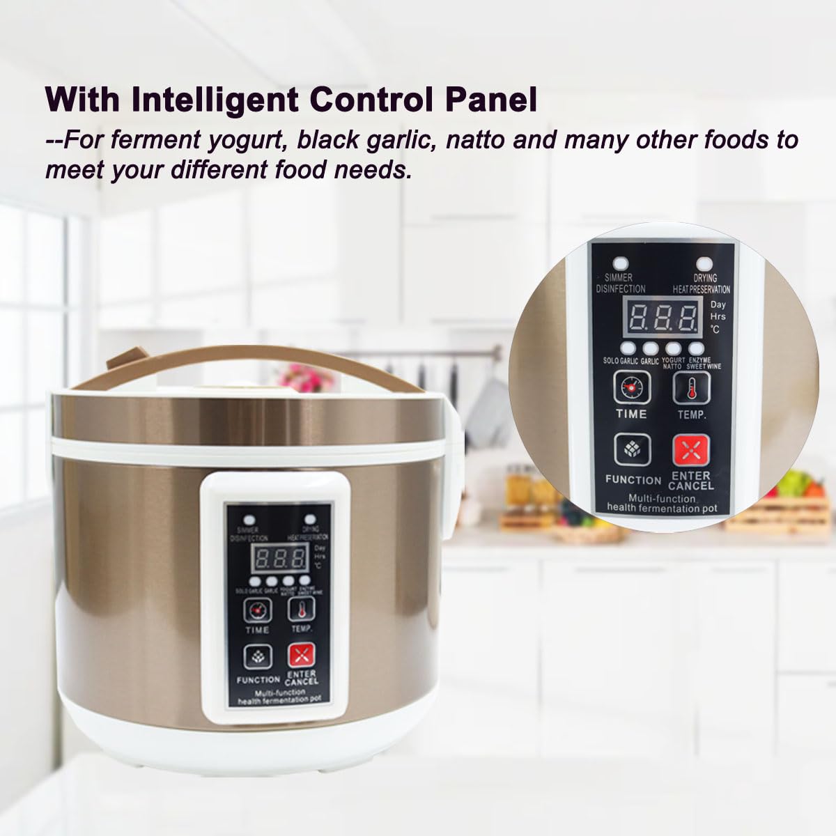 INTSUPERMAI 6L Automatic Fermenter Pot - Smart Multi-Functional Fermenter for Black Garlic, Yogurt, Natto, Sweet Rice - DIY Cooking & Fermenting Appliance for Home Kitchen Use