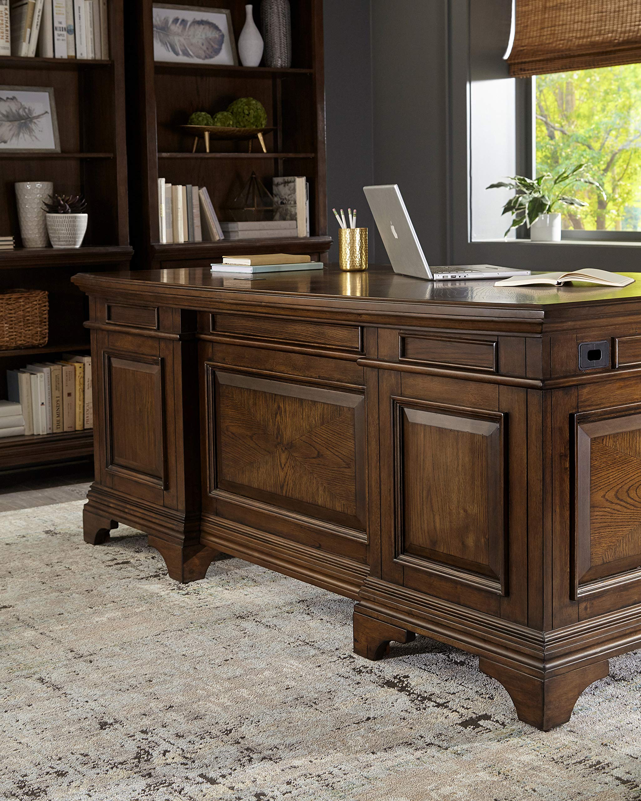 Coaster Furniture Hartshill File Cabinets - Burnished Oak Executive Desk with File Storage, 881281 - Perfect for Home Office & Workspace Organization