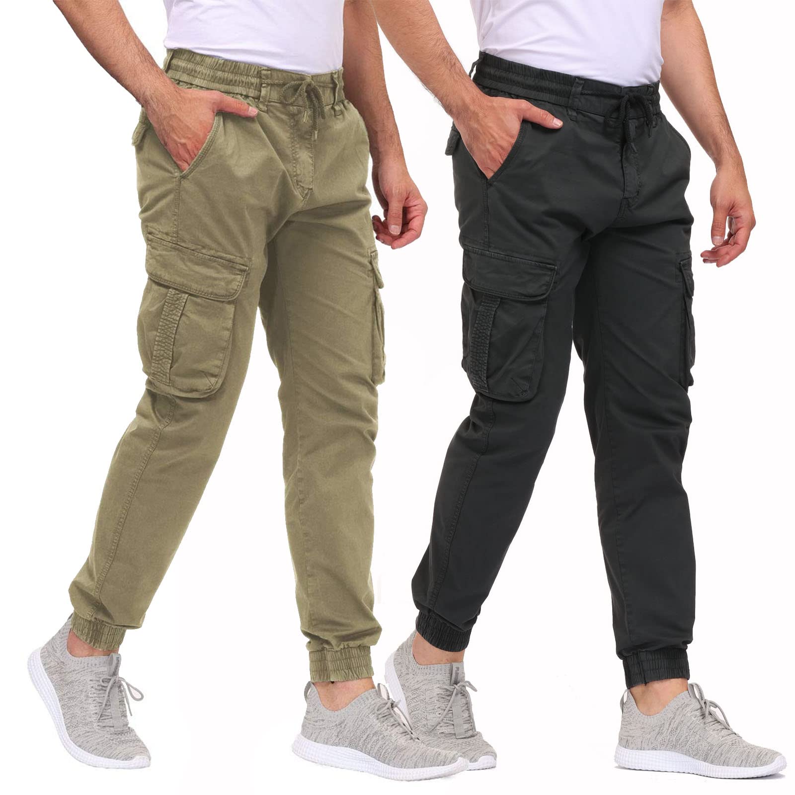 LEPOAR Men's Hiking Cargo Pants - Slim Fit Stretch Joggers with Pockets & Drawstring Waist | Lightweight Outdoor Work Pants for Hiking, Camping & Casual Wear