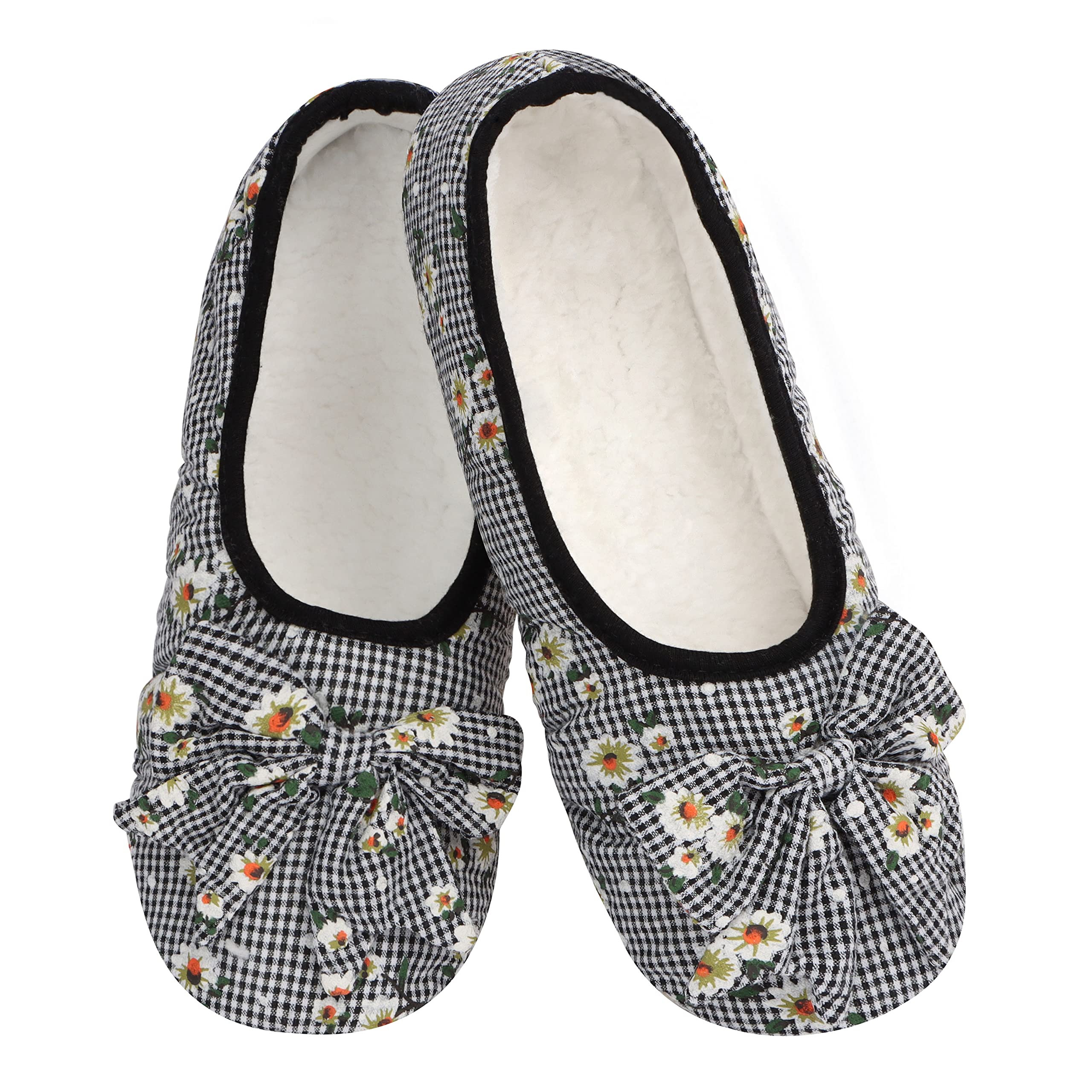 Snoozies Women's Floral Slipper Socks - Non-Slip Fuzzy Slippers for Home & Lounge