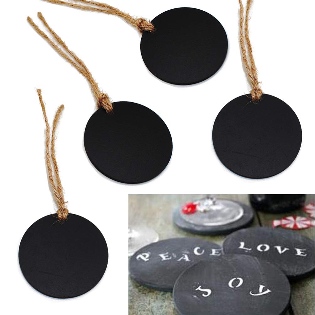 EXCEART 10Pcs Two-Sided Round Mini Hanging Chalkboard Signs - Message Board with Rope for Christmas, Wedding, Party Decor - Perfect for Home, Cafe, Classroom & Event Decorations