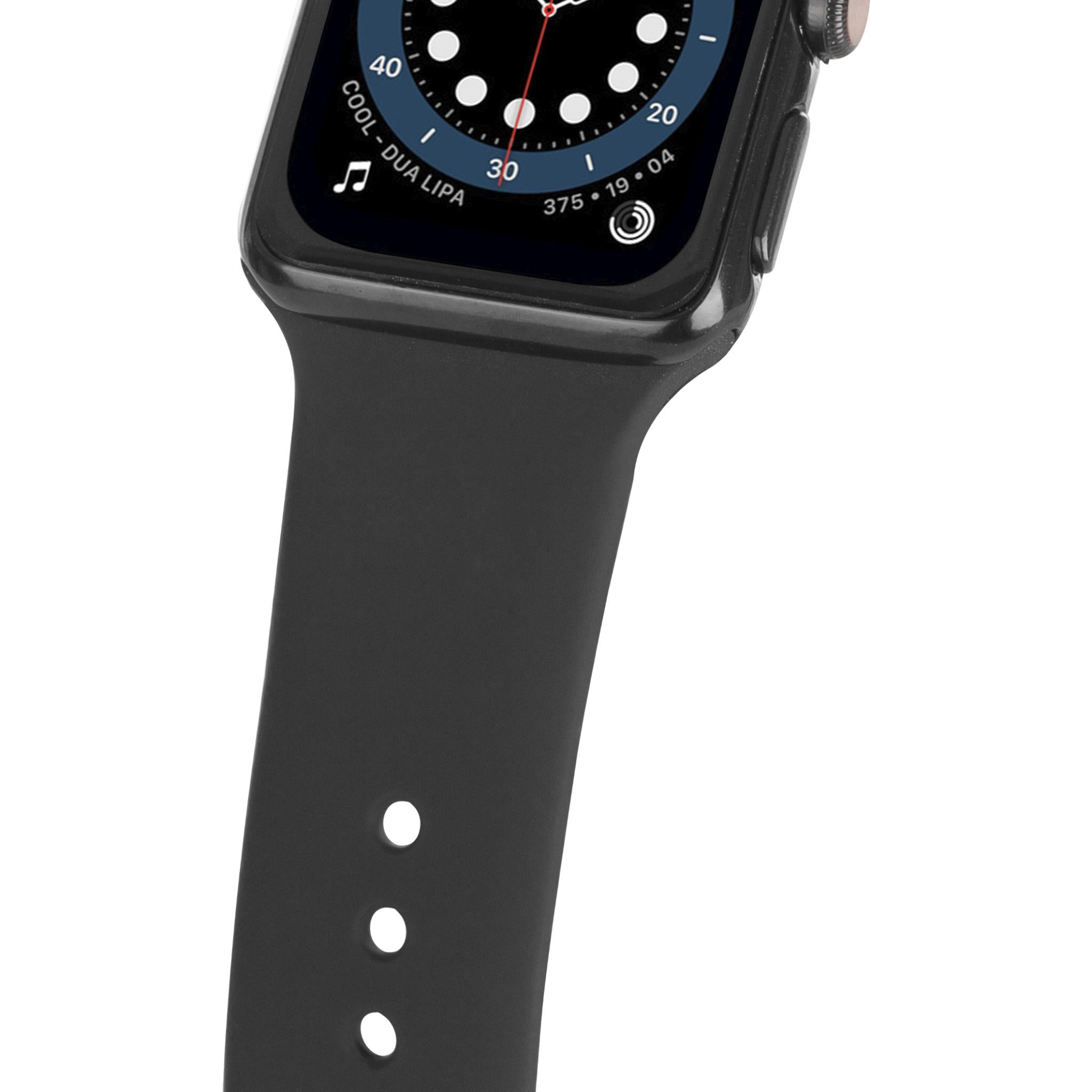 3sixT Durable Silicone Band for Apple Watch Series 7/6/5/4/SE [42mm/44mm] - Black Sport Strap - Comfortable & Sweatproof Replacement Watch Band for Workout, Running & Daily Wear