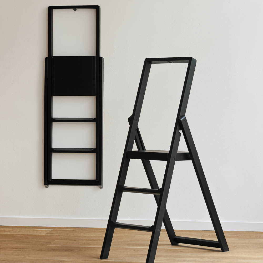 DESIGN HOUSE STOCKHOLM Black Step Ladder - Sturdy & Lightweight Folding Ladder for Home, Kitchen, Garage & Office Use