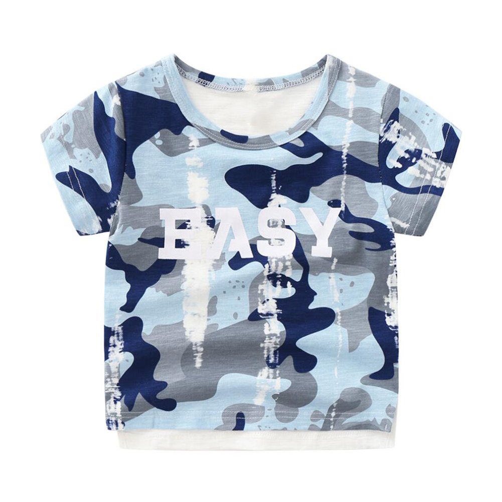 Trendy Boys Camouflage Print T-Shirt & Stretchy Denim Shorts Set - Soft Cotton Outfit for Playdates, School & Outdoor Adventures