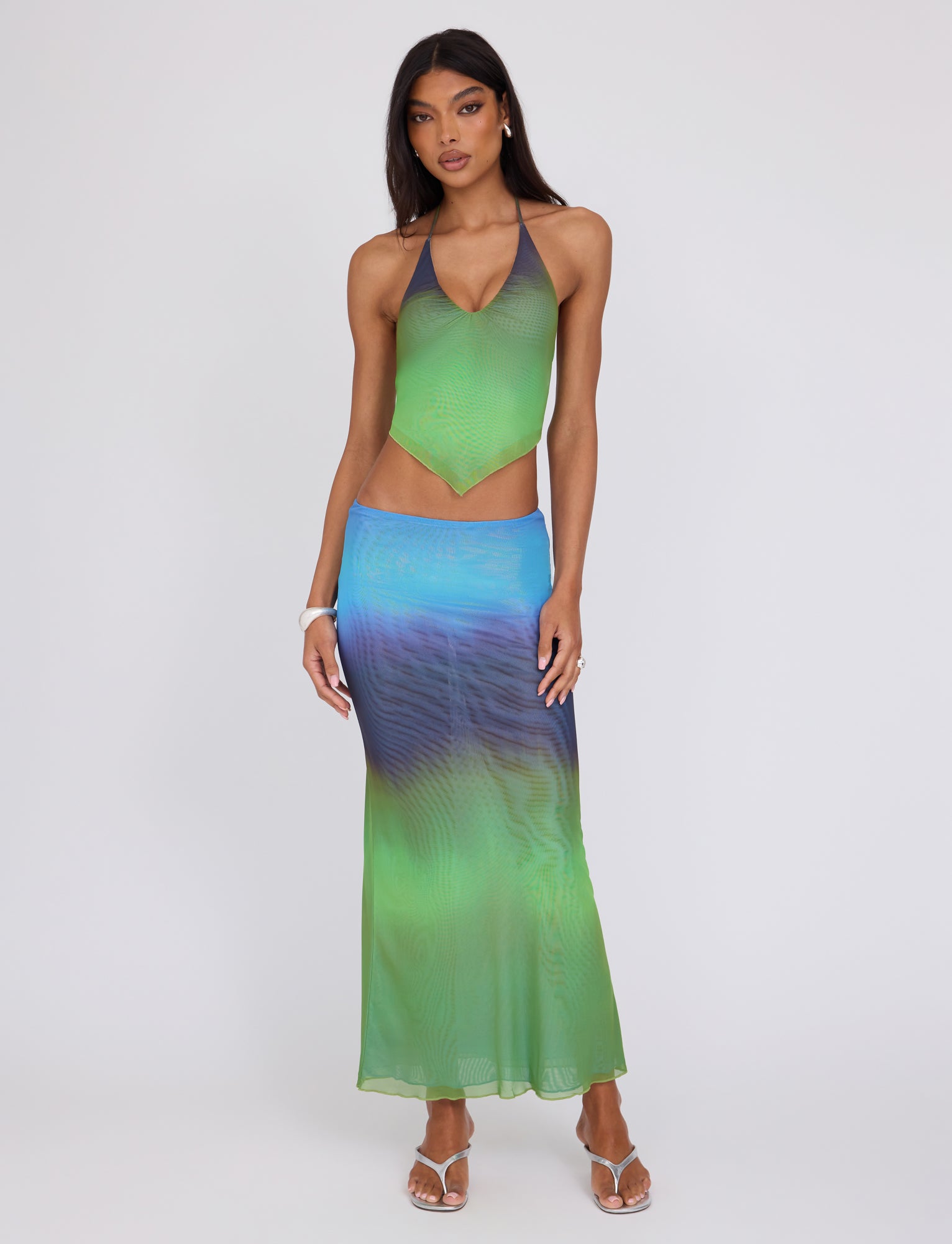 NOELY TOP Multi-Color Ombre Gradient Stripe Women's Fashion Blouse - Perfect for Casual Wear, Office Outfits, and Evening Parties