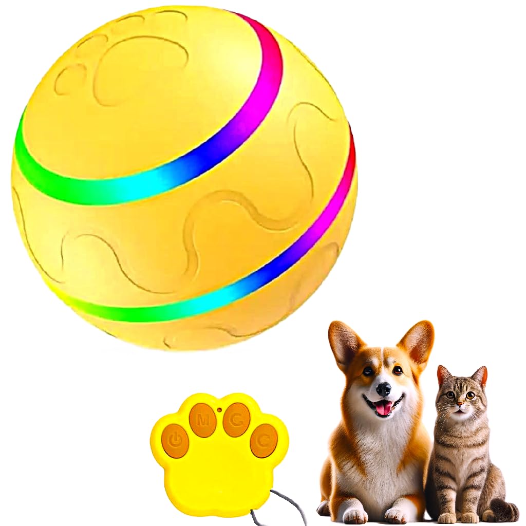 Interactive LED Dog Ball Toy with Remote - Automatic Rolling Chew Toy for Small & Large Dogs - Indoor & Outdoor Play, Training & Exercise