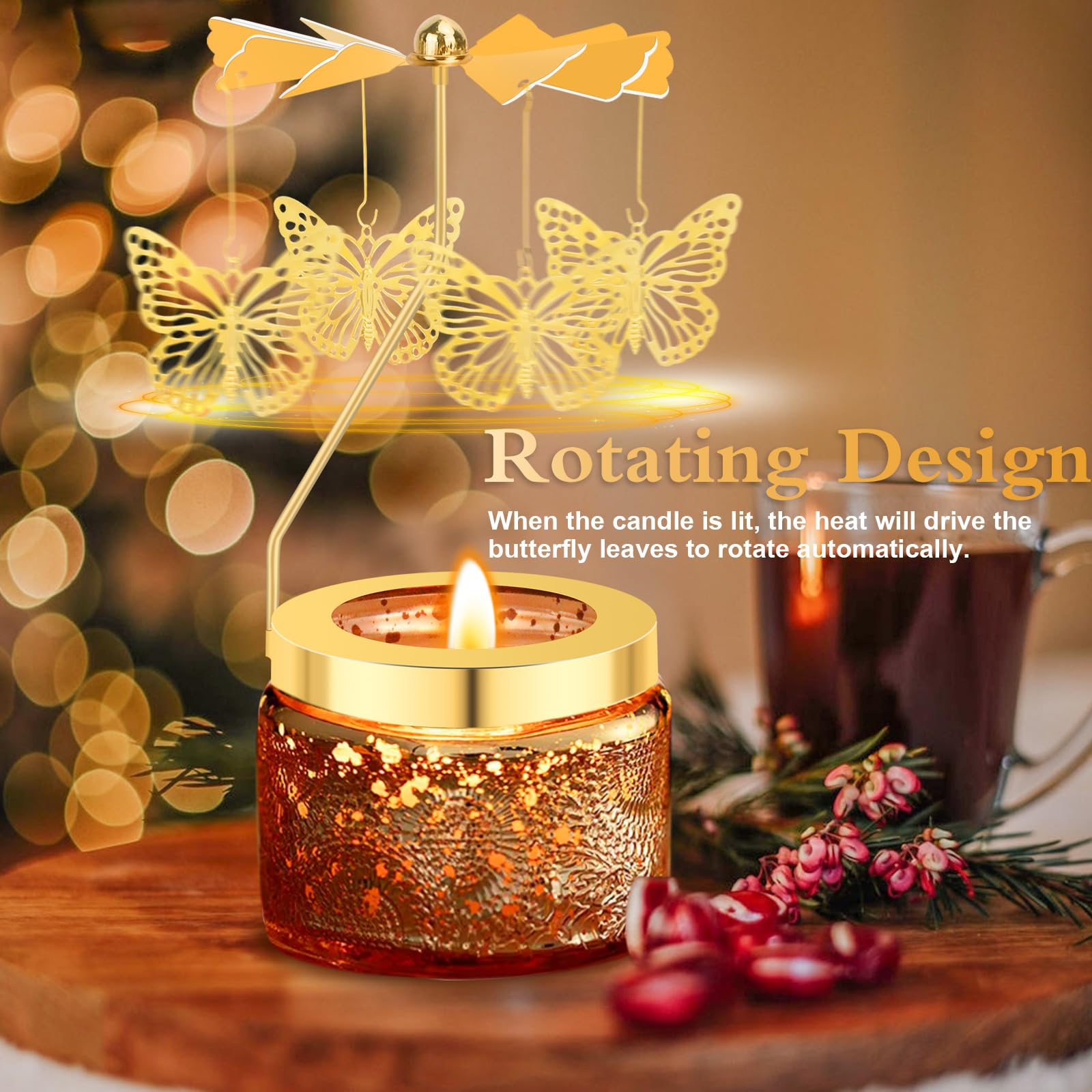 Rotating Lavender Scented Candle Gift Set for Women - Unique Birthday Candles with Gift Box, Anniversary, Halloween & Christmas Present Ideas - Perfect for Home Decor, Relaxation & Romantic Gifts