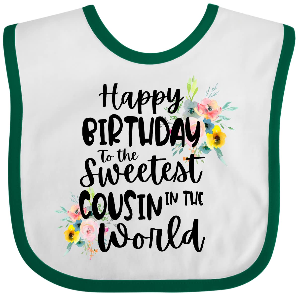 Inktastic Happy Birthday To the Sweetest Cousin in the World Baby Bib - Adorable Birthday Gift for Infants & Toddlers - Perfect for Birthday Parties, Photo Shoots & Special Occasions