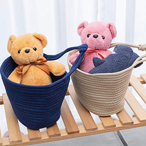 Stylish Cotton Woven Storage Basket with Hang Rope - Foldable Snack Organizer, Kids Room Decor, Household Item Storage Solution (Brown) - Perfect for Nursery, Playroom & Kitchen Organization