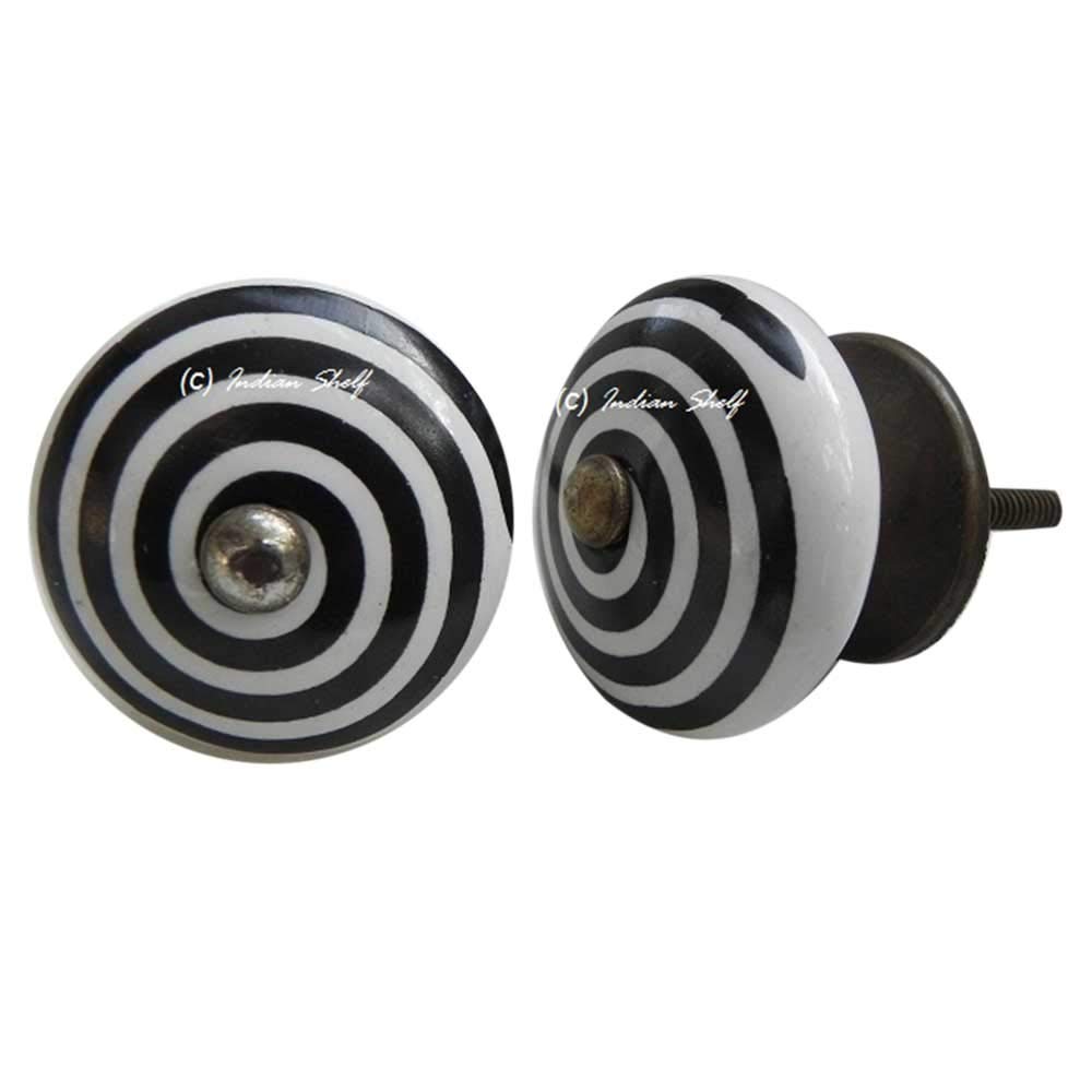 Handmade Ceramic Drawer Knobs - Black (2-Pack) for Kitchen & Wardrobe