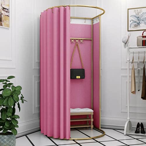 YYFANGYF Blackout Privacy Curtain - Heavy Duty Changing Room Divider with Metal Hooks, Portable Locker Room Partition Screen (85x80cm, Pink) - Perfect for Gyms, Spas, Offices & Home Privacy Solutions