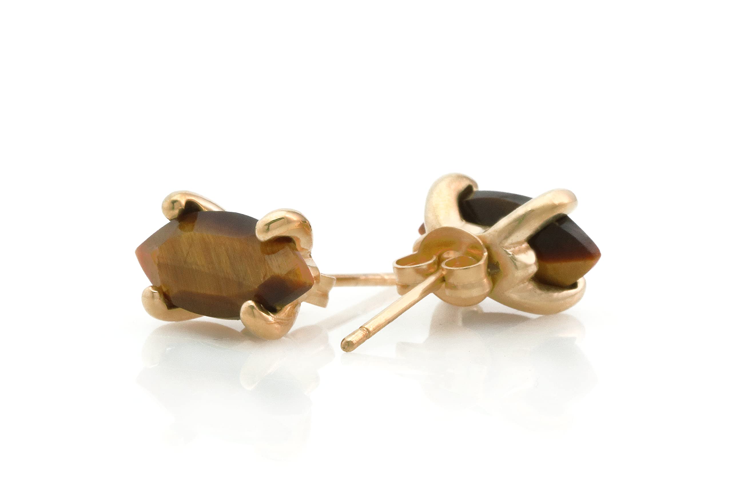 Tiger Eye Stud Earrings for Women - Handmade Gemstone Jewelry - Perfect for Everyday Wear & Gifting