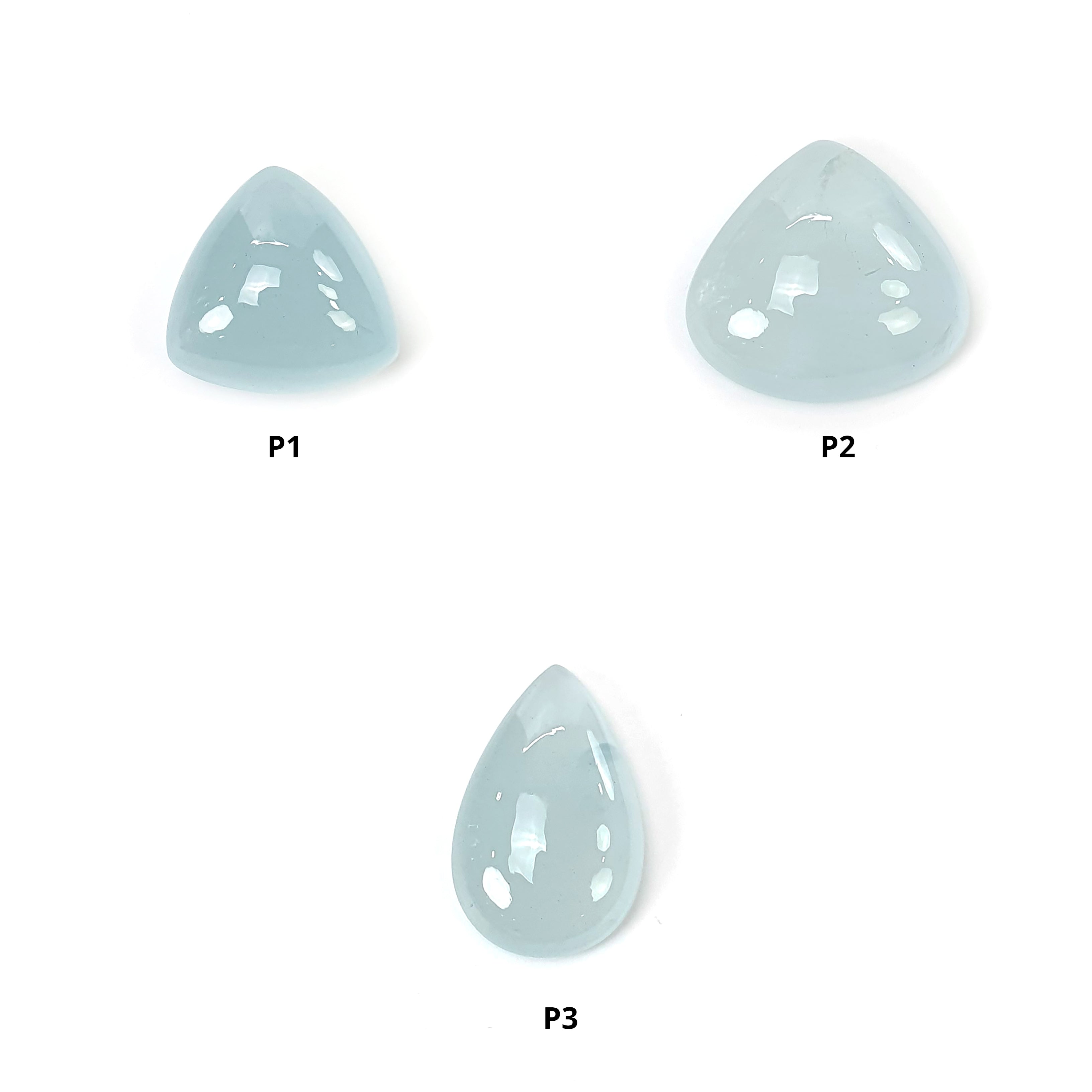 Natural Blue Aquamarine Gemstone Cabochon - Untreated Aquamarine Triangle & Pear Shape Stone (1pc) for Jewelry Making, Pendants & Healing Crystals