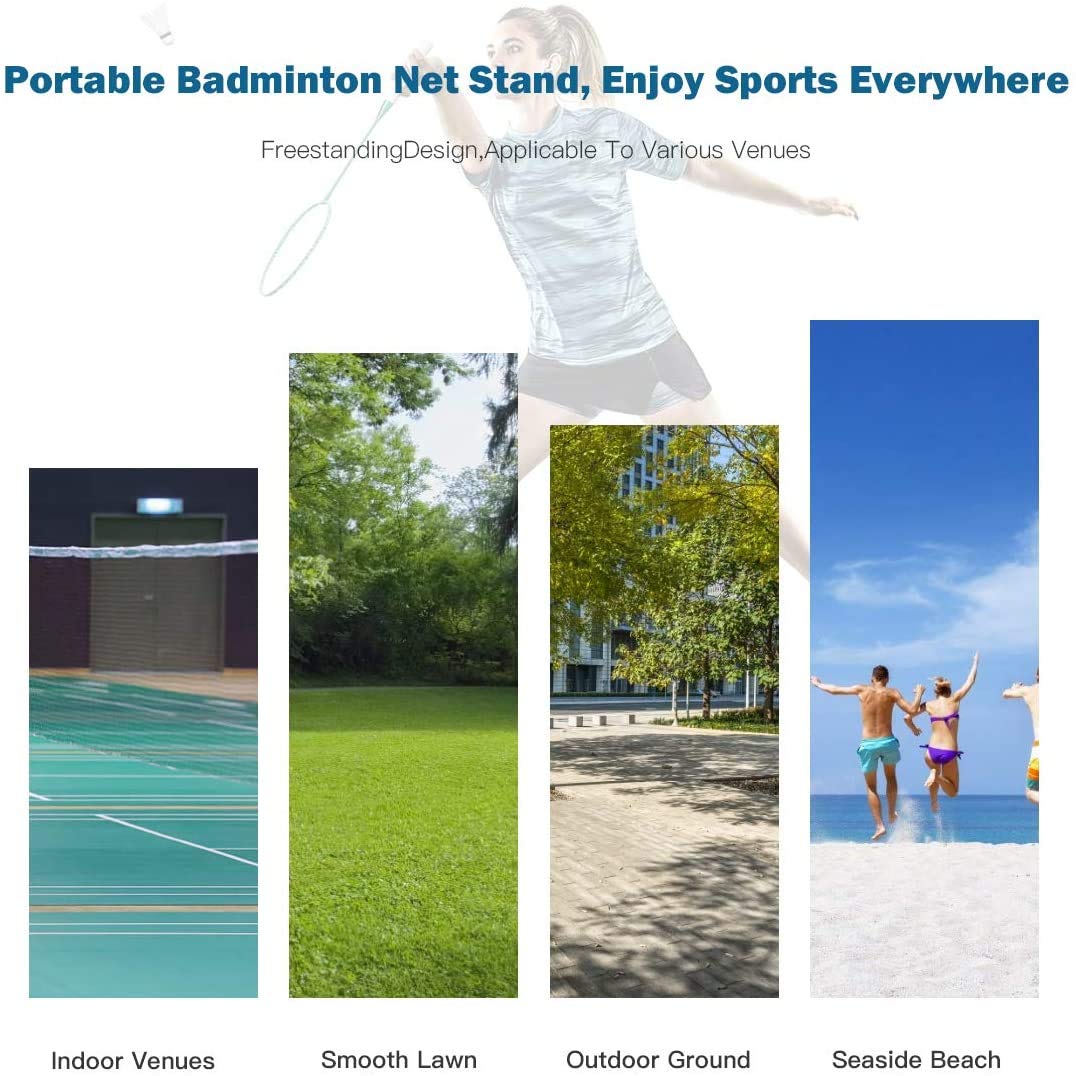10ft Portable Badminton Net Set with Stand & Carry Bag - Professional Sports Training Net for Badminton, Tennis, Volleyball - Perfect for Kids & Adults - Indoor/Outdoor Court Use for School, Competition & Backyard Games