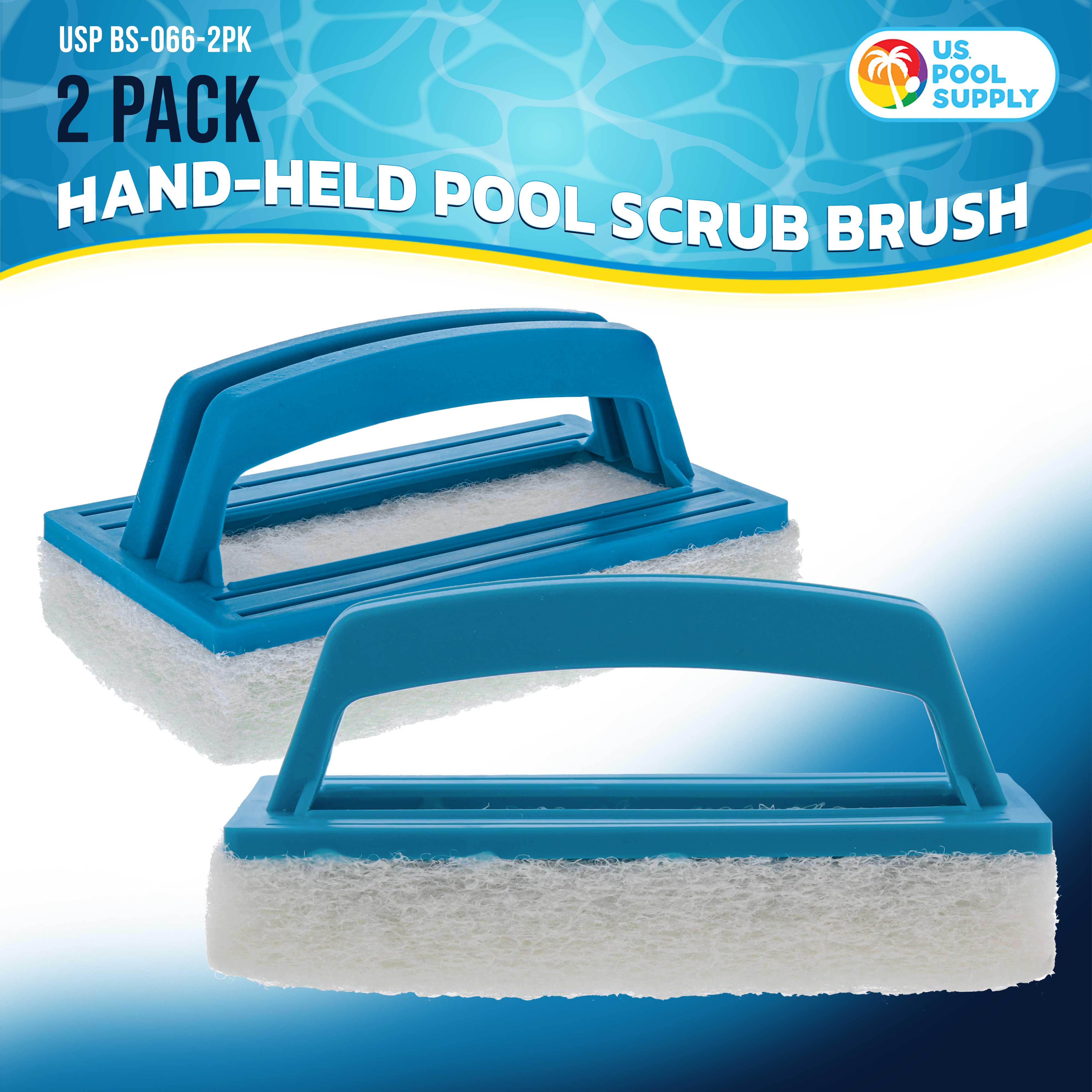 **2 Pack Handheld Pool Scrub Brush with Scrubbing Pad – Clean Pool Tiles, Walls, Vinyl Liners & Spas – Multi-Surface Cleaning for Pools, Kitchen & Bathroom – Ideal for Home & Commercial Use**