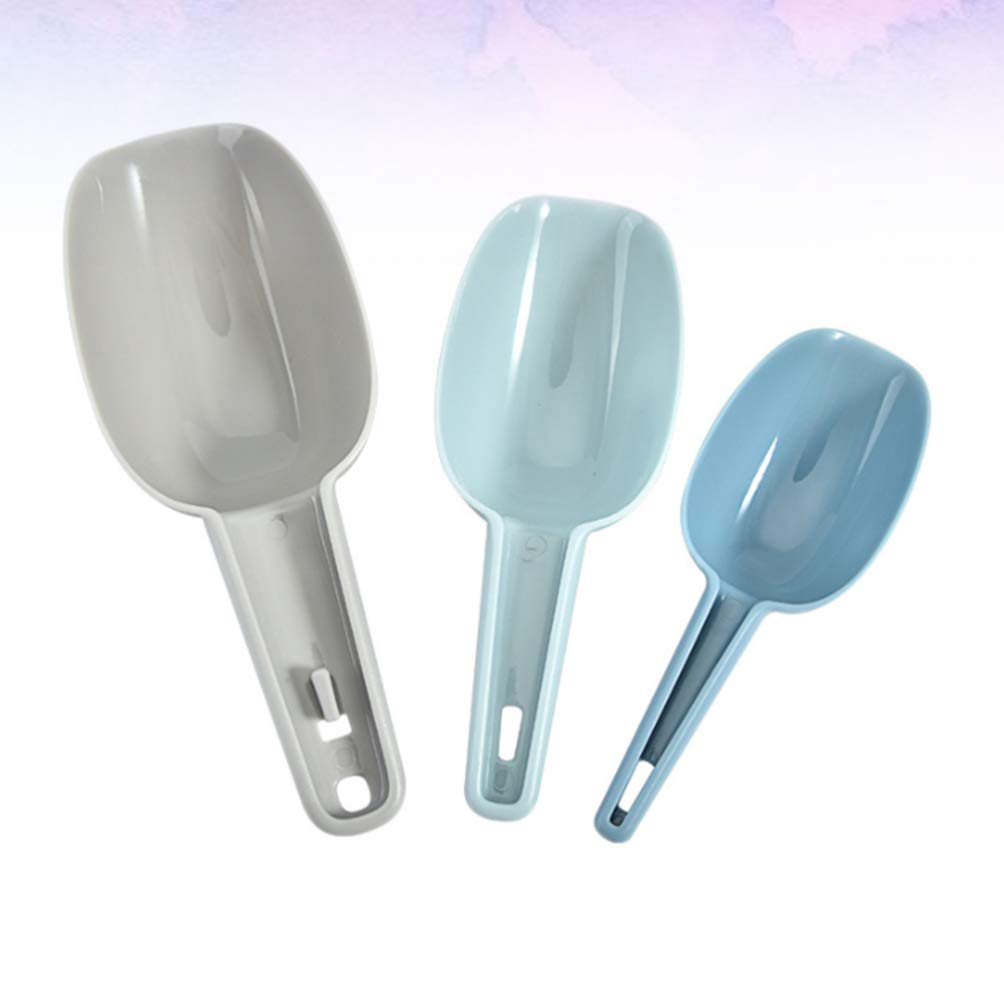 Hemoton 3-Piece Plastic Scoop Set - Food Shovel, Ice Scoop, Kitchen Utensil for Pet Food, Grains, Rice & Ice Cream - Durable Multi-Purpose Scoops for Cooking, Baking & Serving