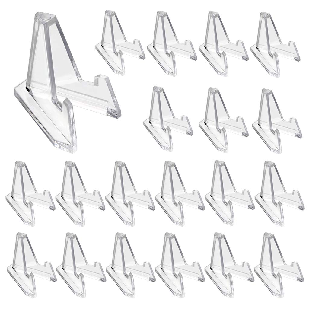 20 Pack Clear Acrylic Easel Stands for Coins, Watches & Medals - Display & Organize