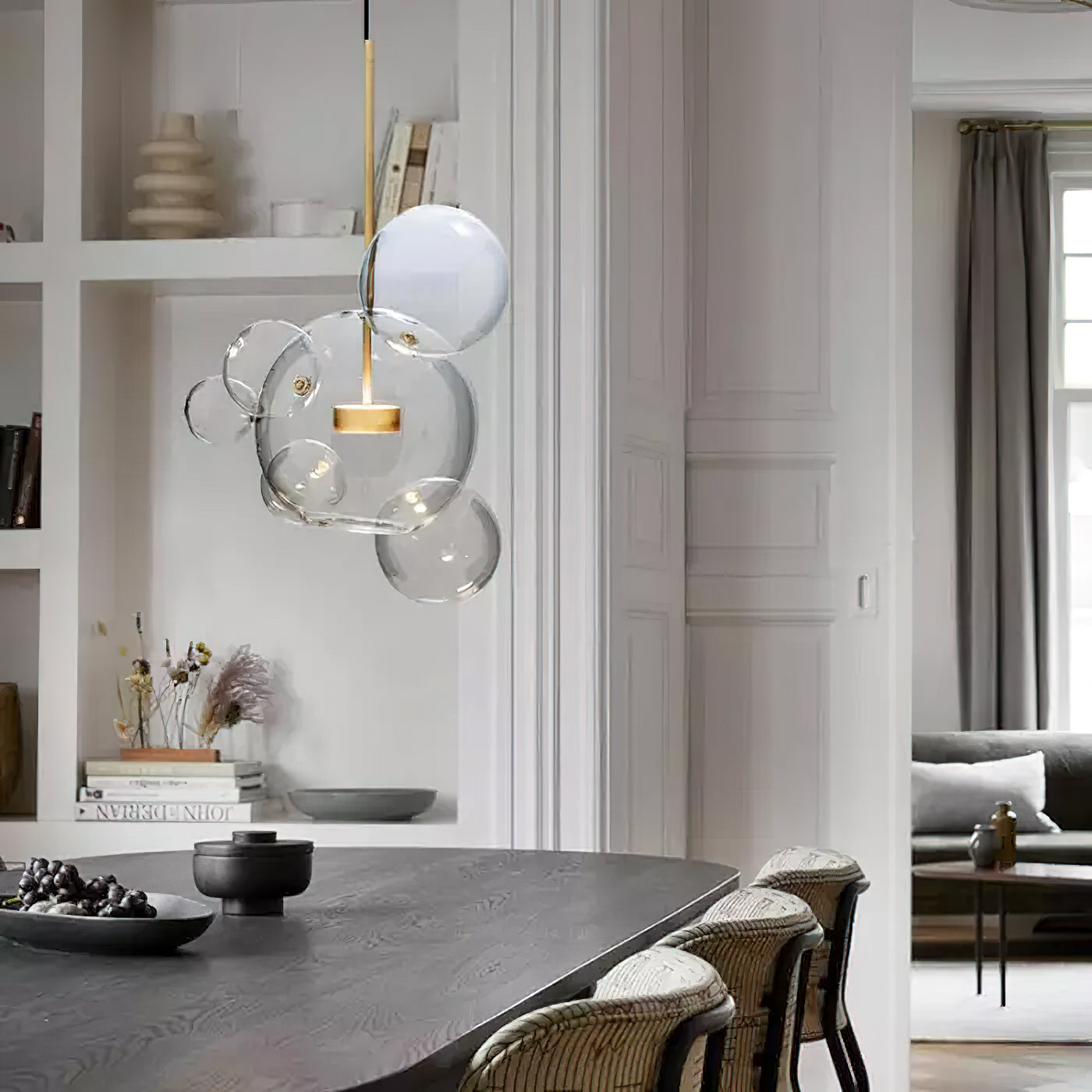 Murlamp Bubble Pendant Light - Modern Glass Globe Ceiling Fixture for Dining Room, Kitchen Island & Bedroom Lighting | Dimmable LED Hanging Lamp for Home Decor