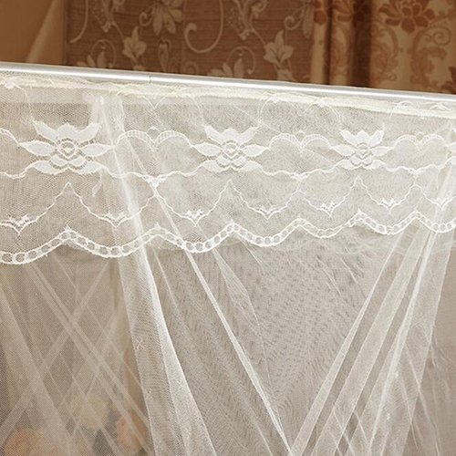 Elegant Pink King Size Mosquito Net for 4 Poster Bed - Romantic Lace Canopy Bed Curtain with Square Design for Fly Protection | Perfect for Master Bedroom, Nursery, or Outdoor Glamping