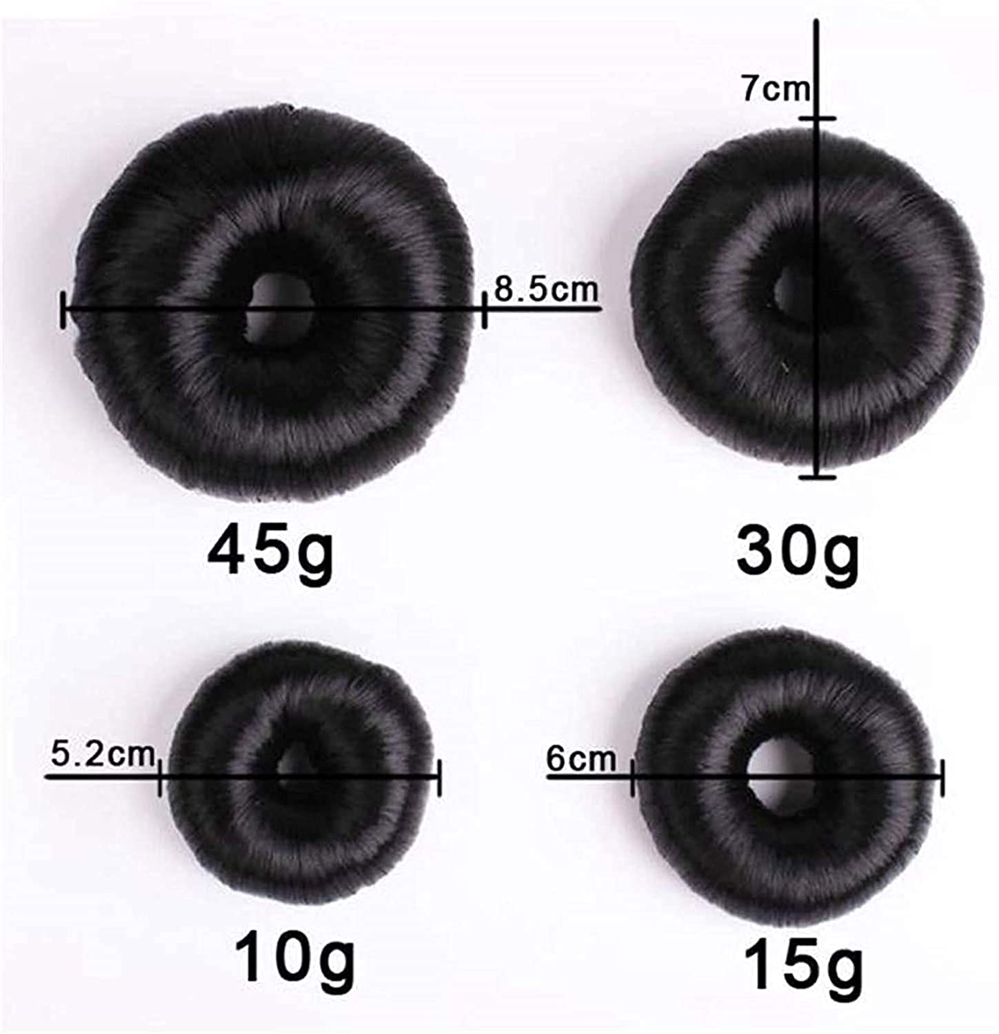 Nihexo 4-Piece Dark Brown Donut Hair Bun Maker Set for Women & Girls - Hair Bun Shaper, Donut Bun Maker, Hairpiece for Updos, Ponytails & Party Hairstyles