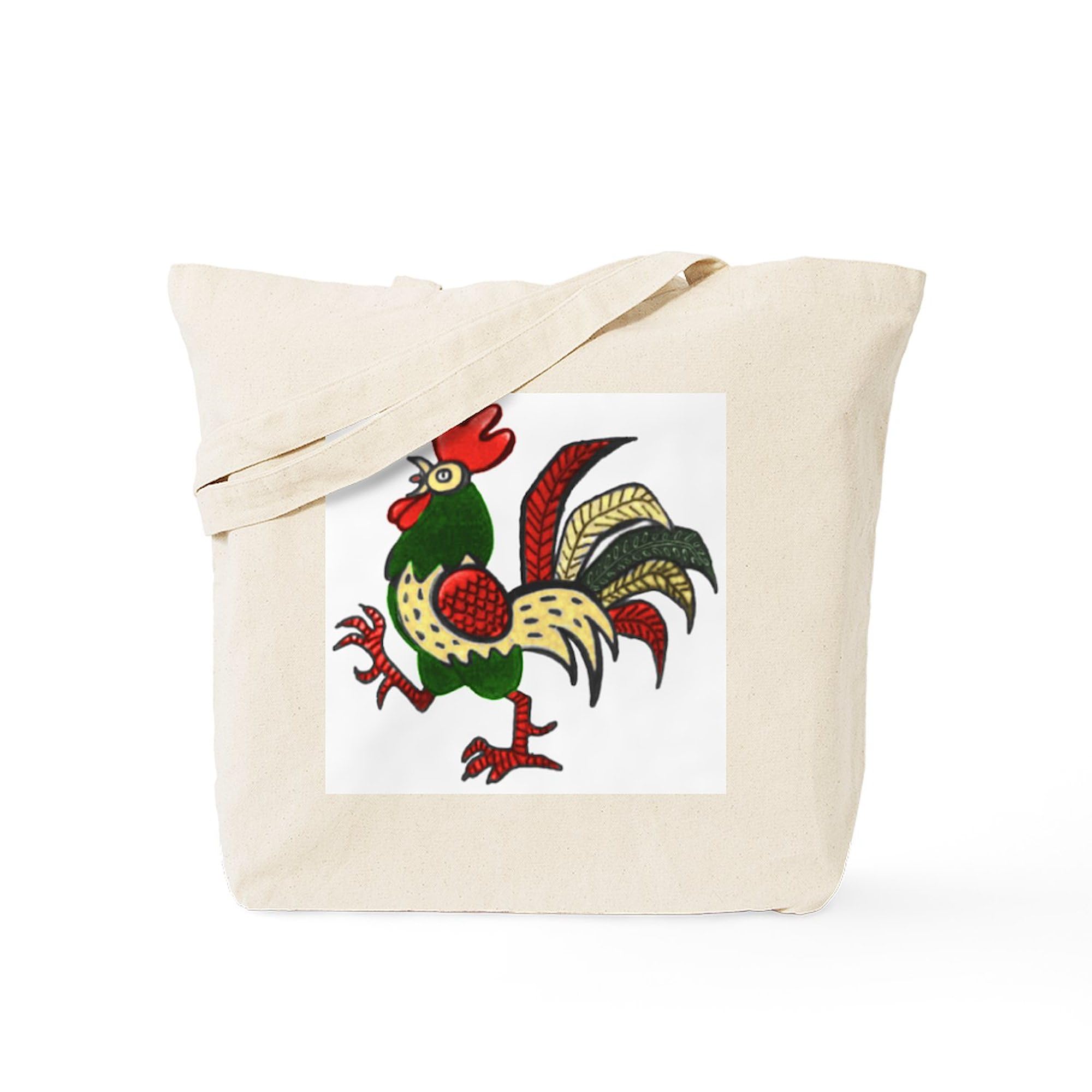 Red Rooster Canvas Tote Bag - Eco-Friendly Reusable Shopping Bag for Groceries, Beach & Farmers Market | Natural Cotton Carryall