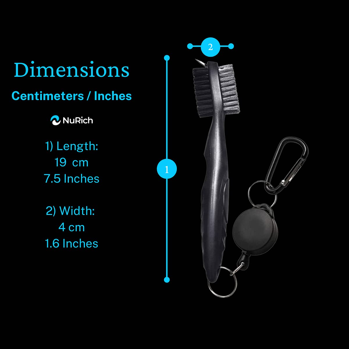 Premium Golf Club Groove Brush Cleaner - Dual Bristle Golf Accessories Cleaning Tool with Retractable Zip-line & Aluminum Carabiner - Perfect for Golf Bag Organization & On-Course Club Maintenance