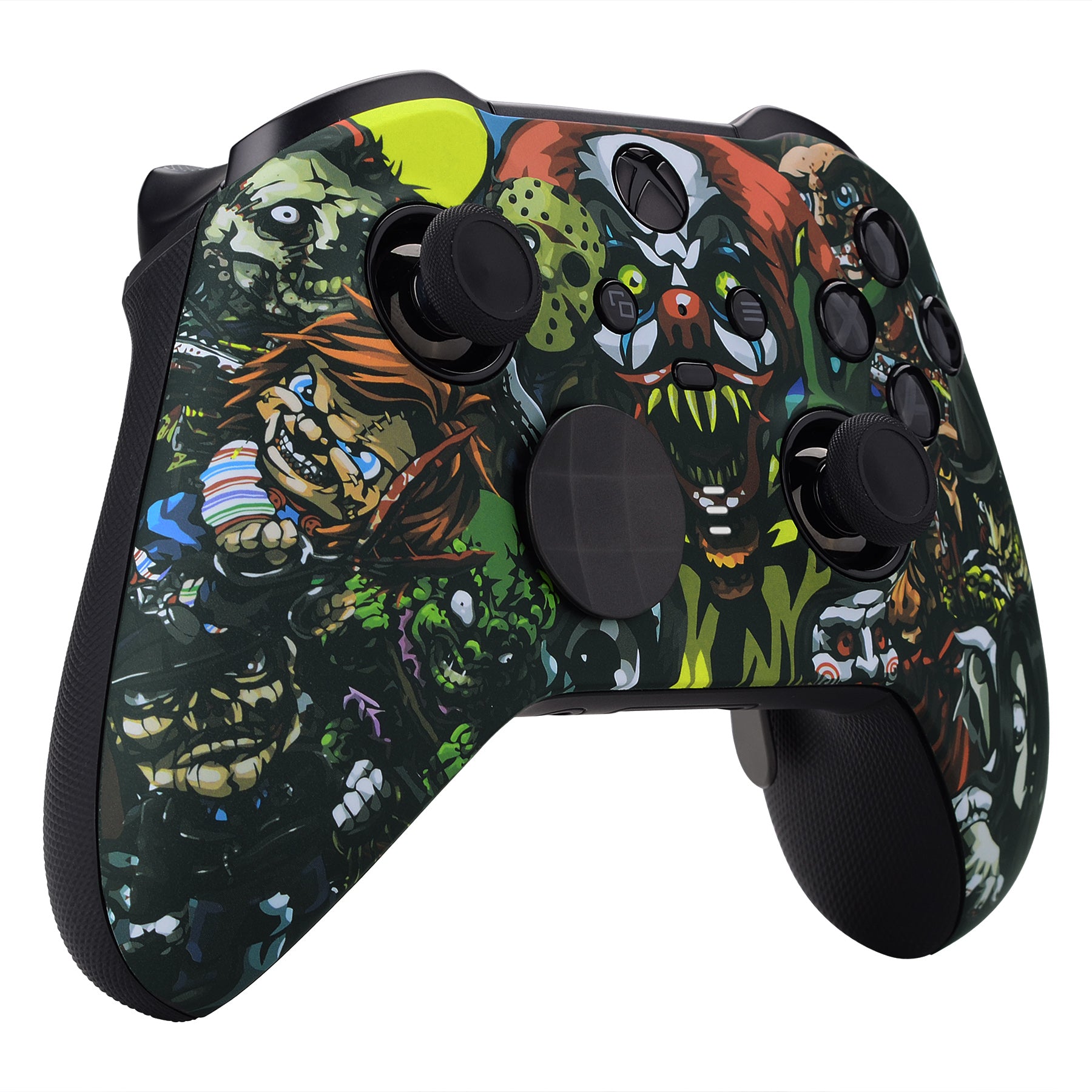 eXtremeRate Scary Party Design Faceplate Cover - Soft Touch Front Housing Shell Replacement Kit for Xbox One Elite Series 2 Controller (Model 1797 & Core 1797) with Thumbstick Accent Rings - ELT104 - Perfect for Gaming, Halloween Parties & Custom Controller Setups