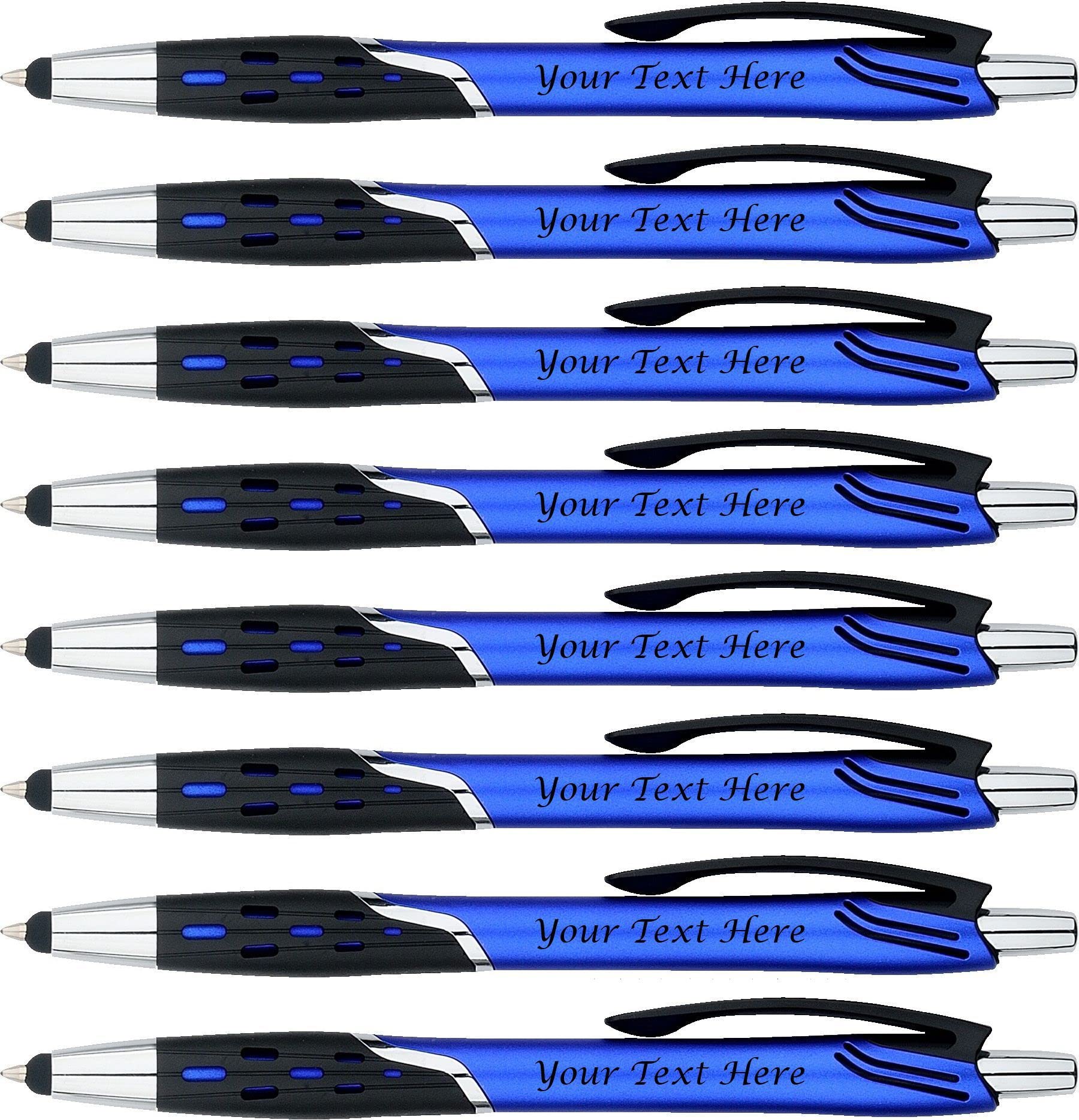 Custom Logo Pens Bulk 250 Pack - Personalized Promotional Pens for Business Marketing, Corporate Gifts, Trade Shows & Events - Dual Tip Stylus & Ballpoint Pen with Black & Blue Ink - Perfect for Office Use, Branding Campaigns & Giveaways