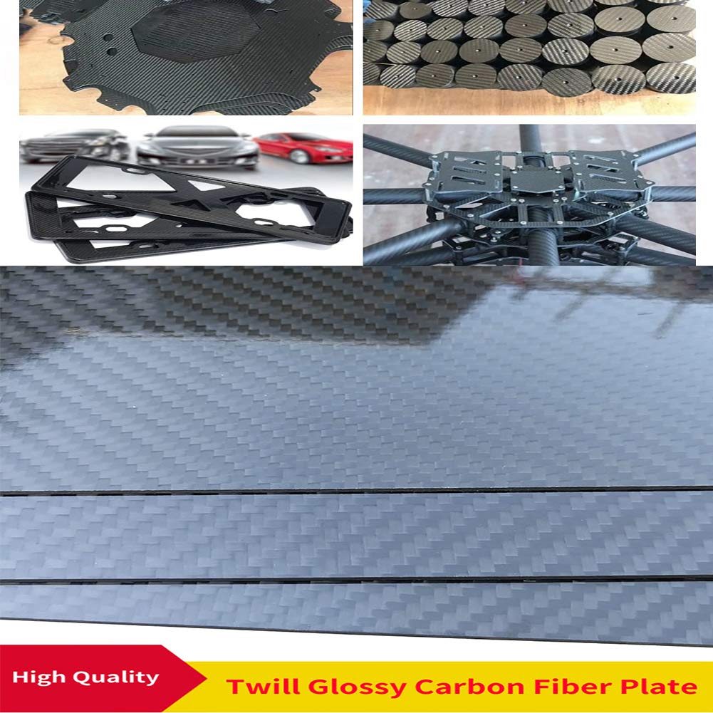 3K Carbon Fiber Plate Panel Sheet - 300mm x 400mm x 3.5mm - 100% Carbon Fiber Laminate for CNC Machining, Drone Parts & DIY Projects - Twill Weave with Glossy Surface - Perfect for Aerospace, Automotive & RC Hobby Applications