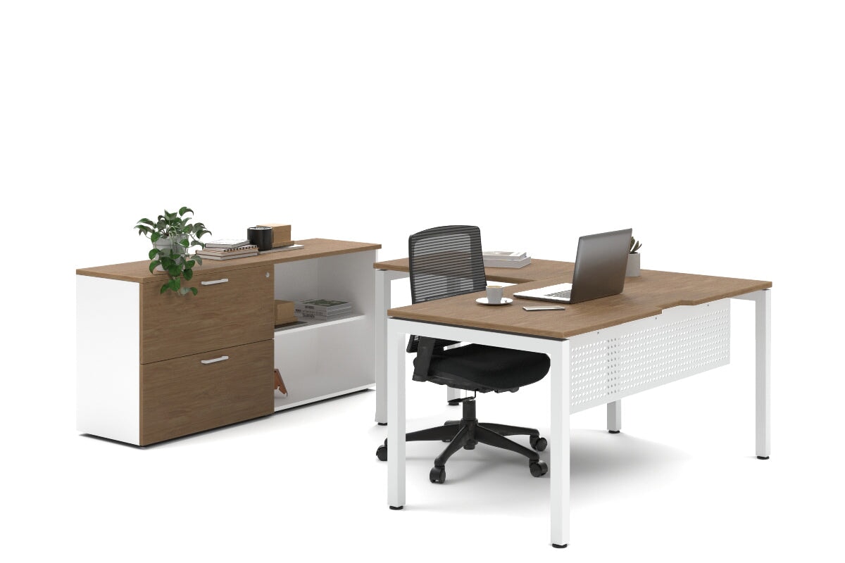Quadro Square Legs L-Shaped Executive Desk with White Legs [1800L x 1700W] - Perfect for Home Office, Modern Workspace & Executive Suites