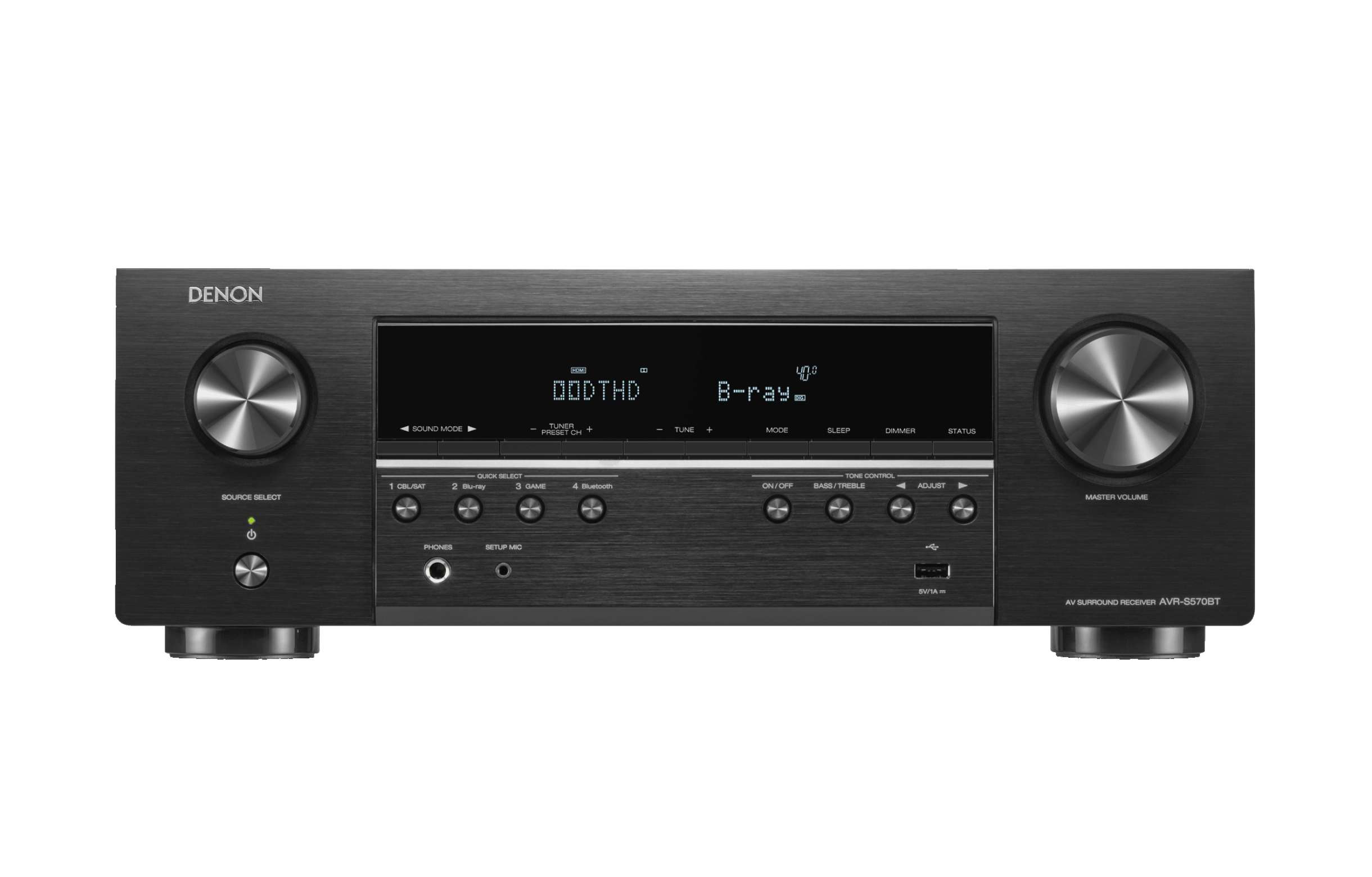 Denon AVR S570BT 5.2 Channel 8K Ultra HD AV Receiver with Dolby Atmos | Home Theater System for Movies, Gaming & Music Streaming