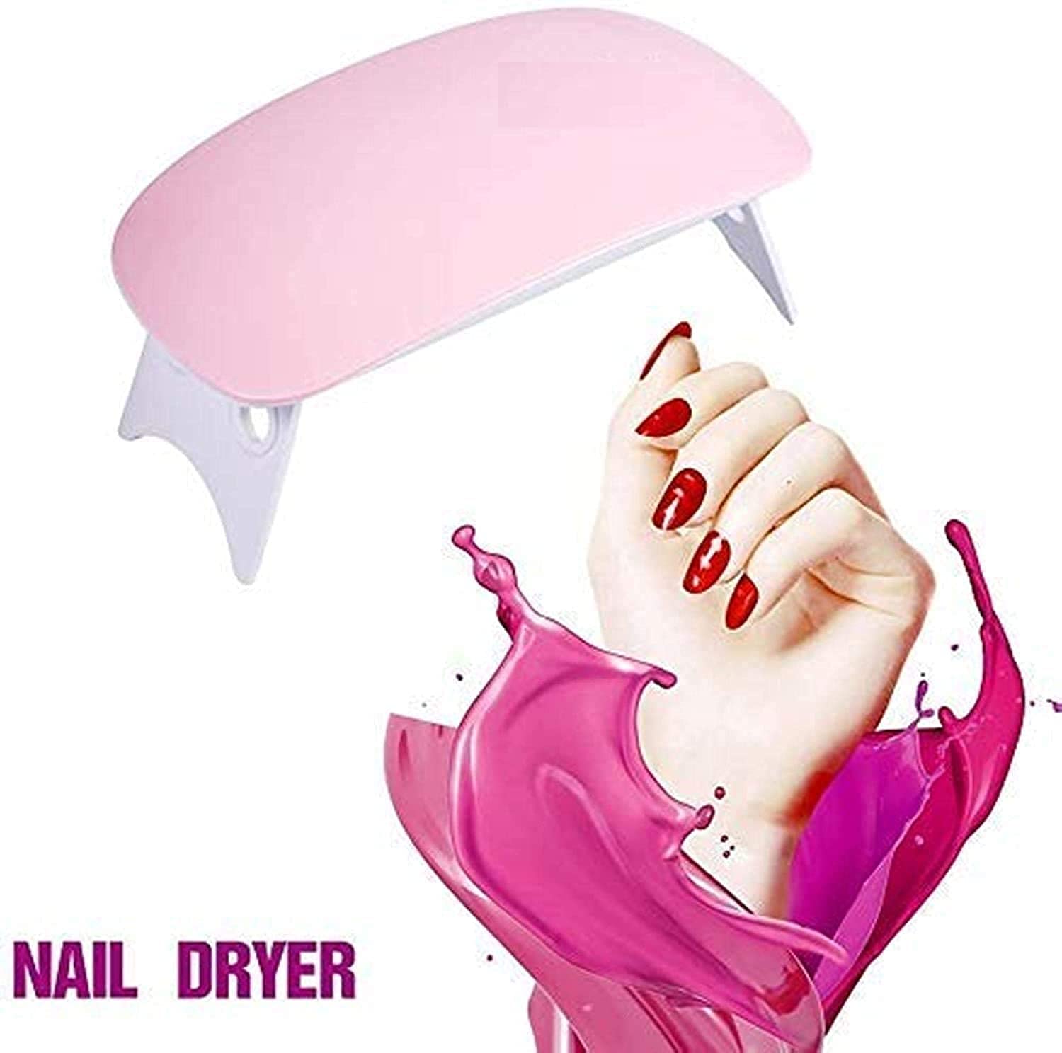 Brajin LED UV Nail Polish Dryer - Mini Foldable Nail Lamp for Gel Polish & All Nail Paints (Pink) | Fast Drying for Home Manicure & Salon Nail Art