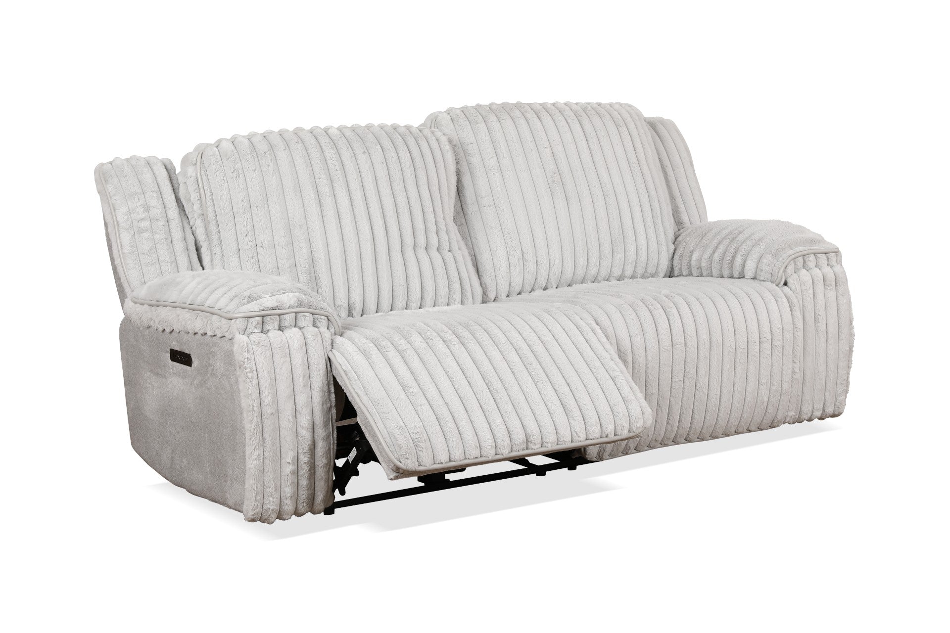 Manwah Pressley Fog Power Reclining Sofa with USB Ports - Modern Comfort for Living Room, Home Theater & Family Gatherings