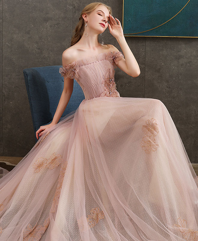 Elegant Pink Tulle Lace Long Prom Dress for Women - Formal Evening Gown for Homecoming, Ball, Wedding & Special Occasions