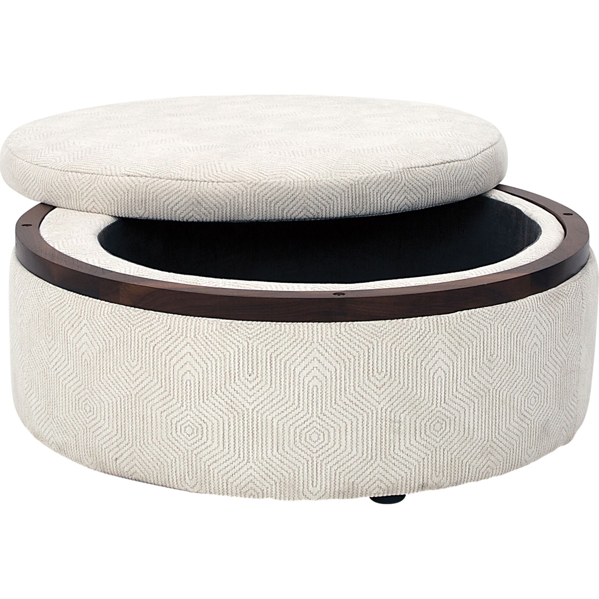 Bell Storage Ottoman with Lift Top - Rizzo Almond Fabric - Extra Seating & Hidden Storage for Living Room, Bedroom, or Nursery