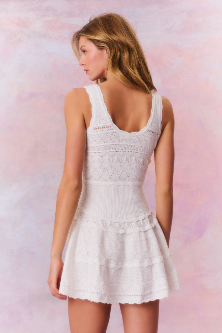 Ronelle Pointelle Scallop Mini Dress - Women's Lace Knit Summer Dress for Parties & Date Nights | Perfect for Beach Vacations & Romantic Dinners