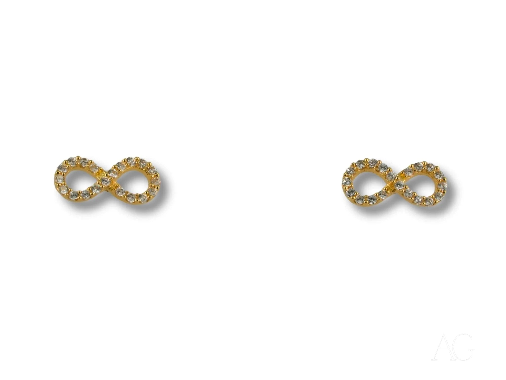 Eternal Spark – 18K Gold Plated Infinity Cubic Zirconia Stud Earrings for Women, Gift for Anniversary, Wedding, Valentine's Day