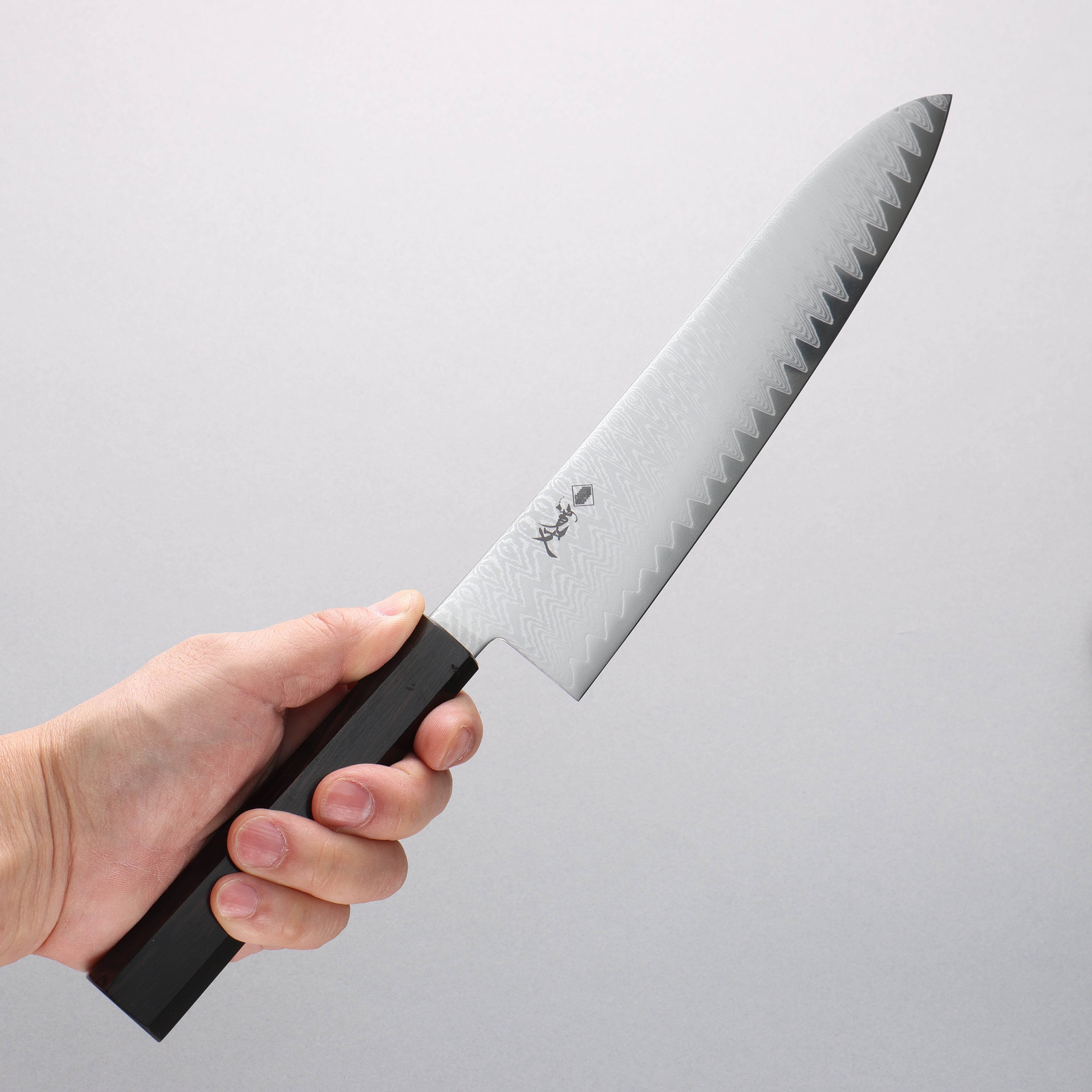 Premium Kanjyo VG10 Damascus Gyuto Japanese Chef Knife 210mm - Ebony Wood Handle - Professional Kitchen Knife for Sushi, Meat Cutting & Food Preparation