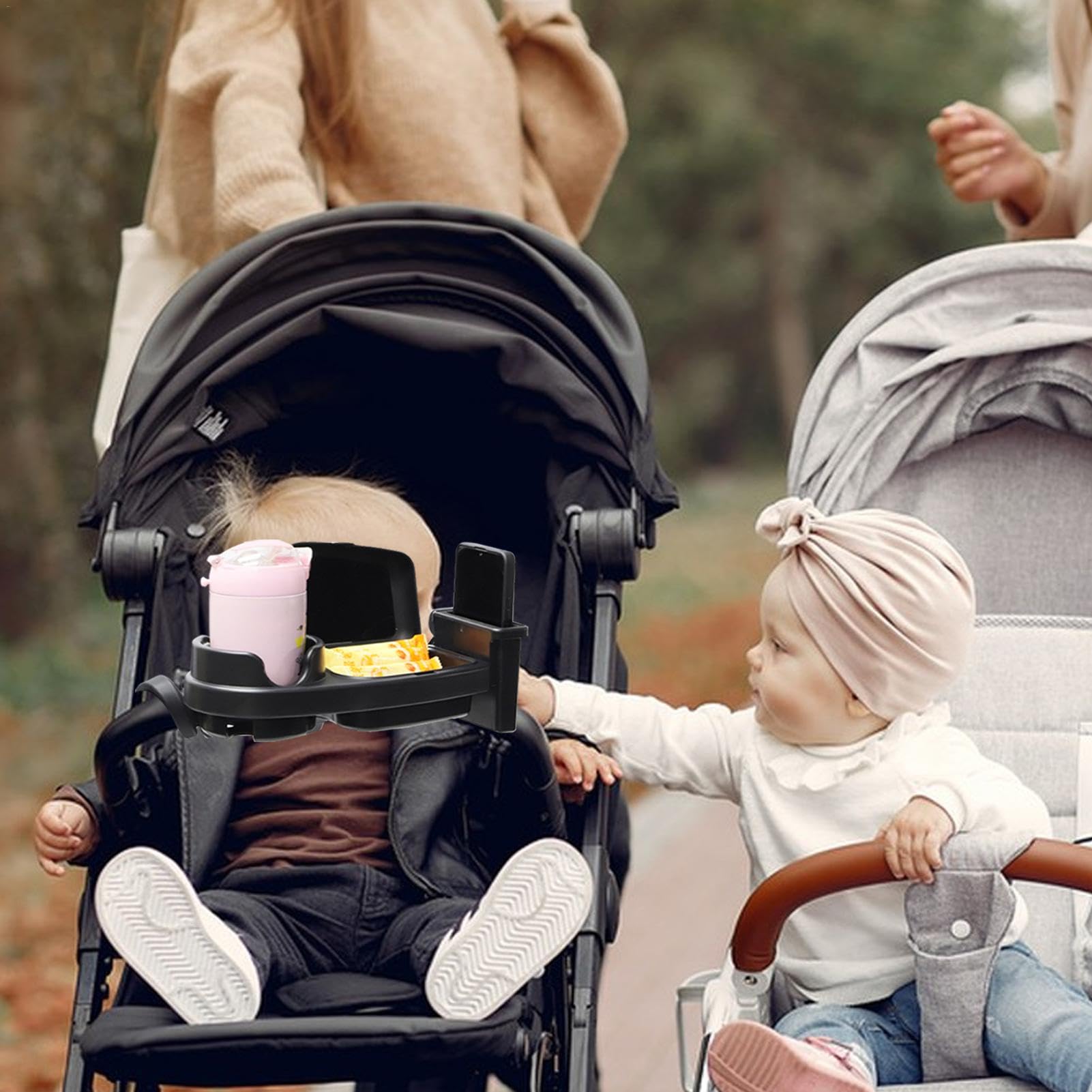 Stroller Snack Tray Organizer - Flexible Cup Holder & Multifunctional Food Tray for Baby Strollers & Car Seats | Soft Attachable Toddler Feeding Tray for Snacks, Drinks & Meals | Perfect for On-the-Go Parents & Outdoor Activities